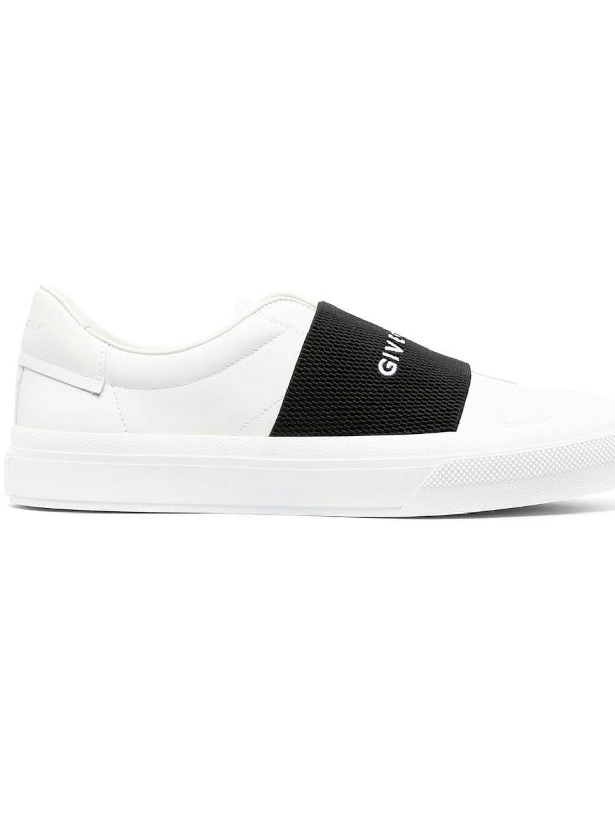 GIVENCHY Logo-embroidered Slip-on Leather Sneakers In White Black Product Image
