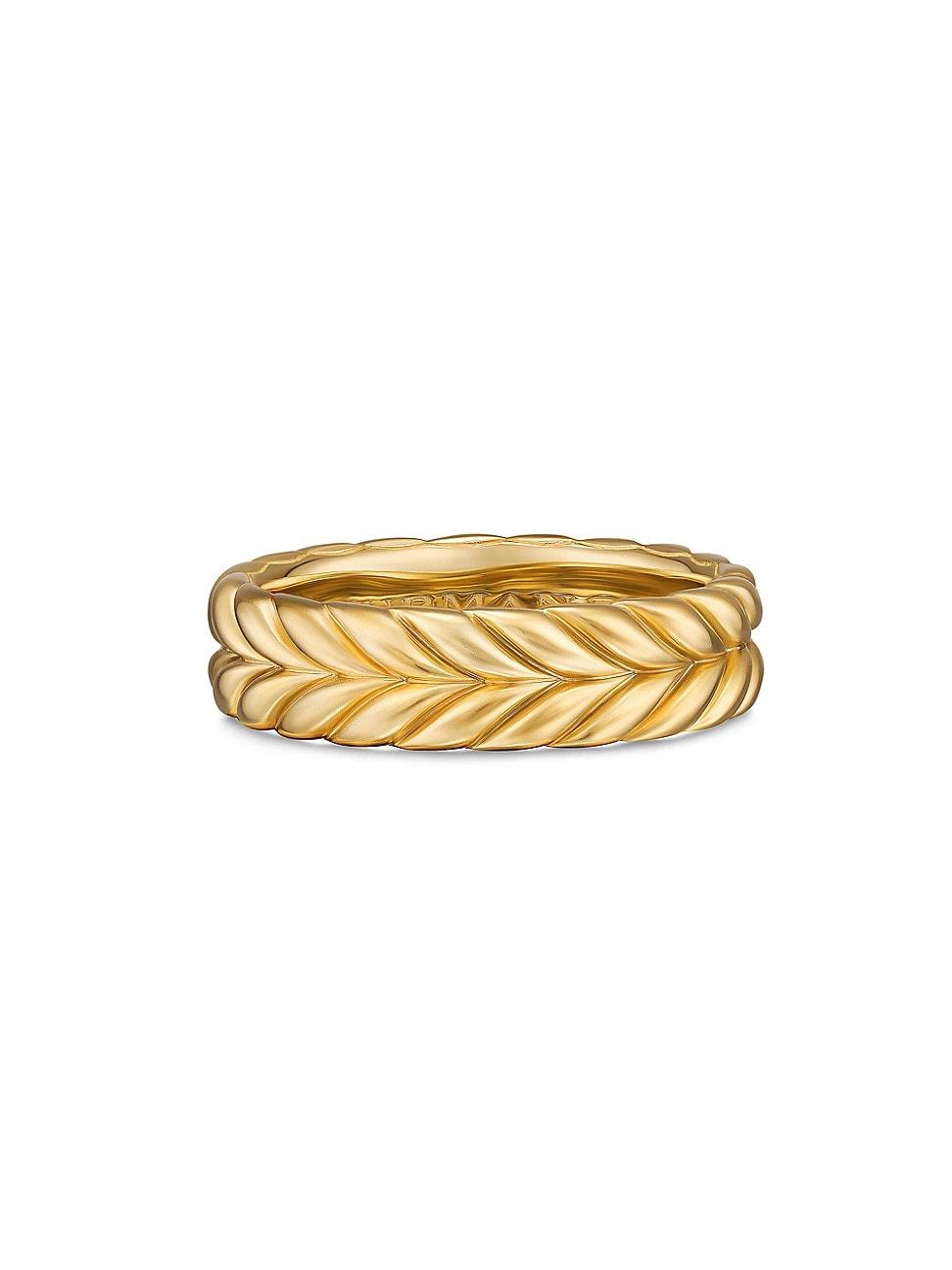 Mens Chevron Band Ring in 18K Yellow Gold, 6.2MM Product Image