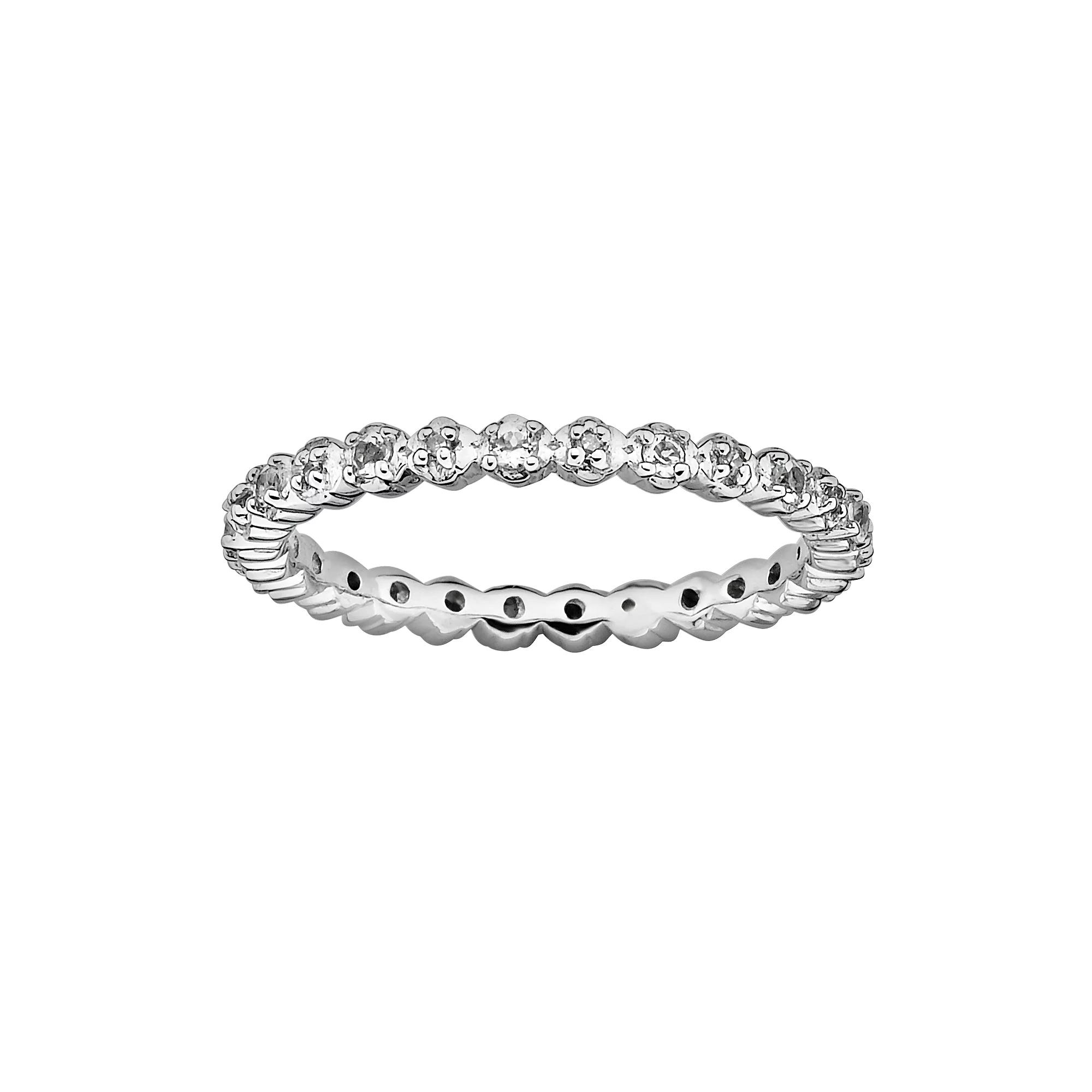 Stacks & Stones Sterling Silver White Topaz & Diamond Accent Stack Ring, Women's, Size: 10 Product Image