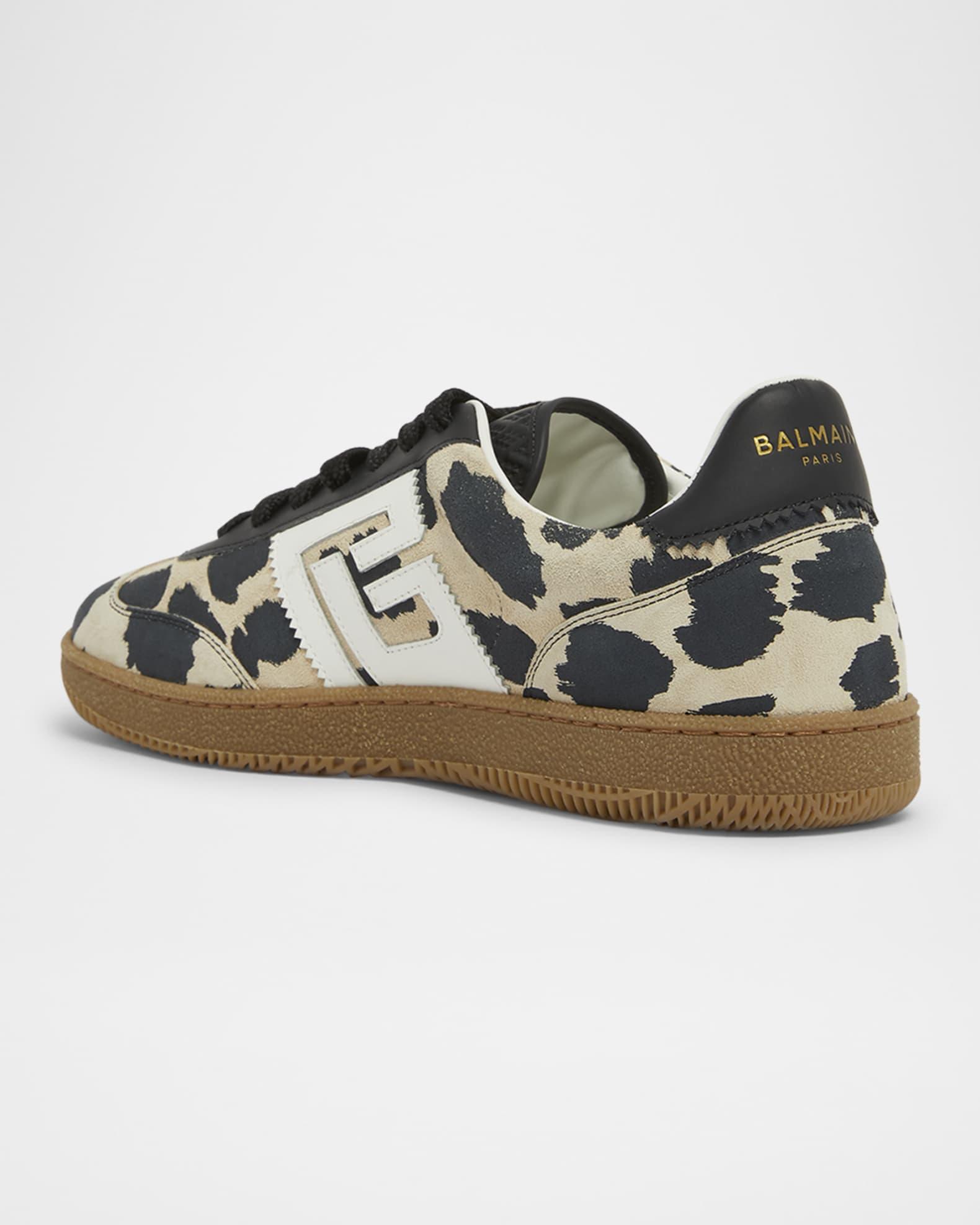 Swan Snow Leopard-Print Suede Low-Top Sneakers Product Image