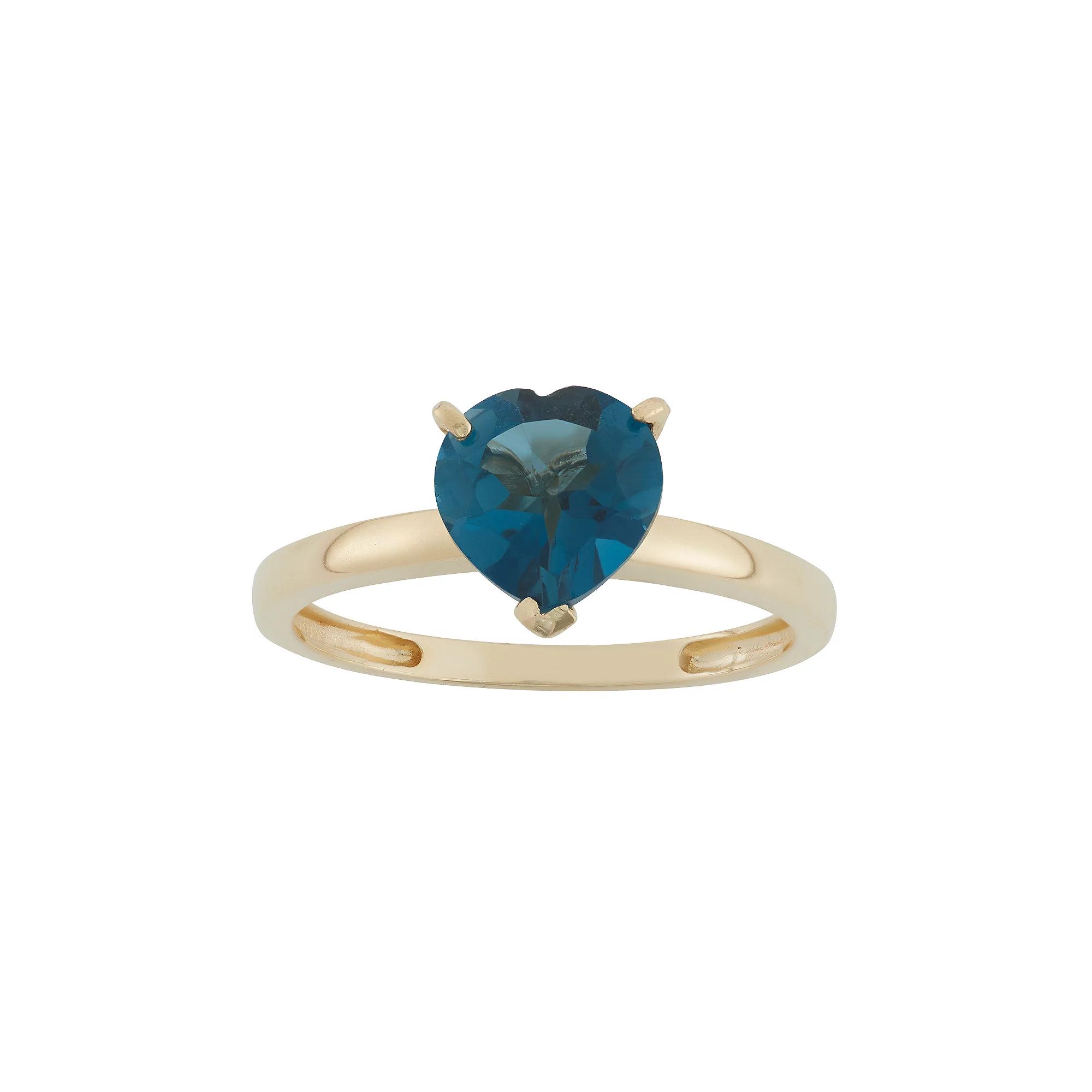 Designs by Gioelli London Blue Topaz 10k Gold Heart Ring, Women's, Size: 7 Product Image