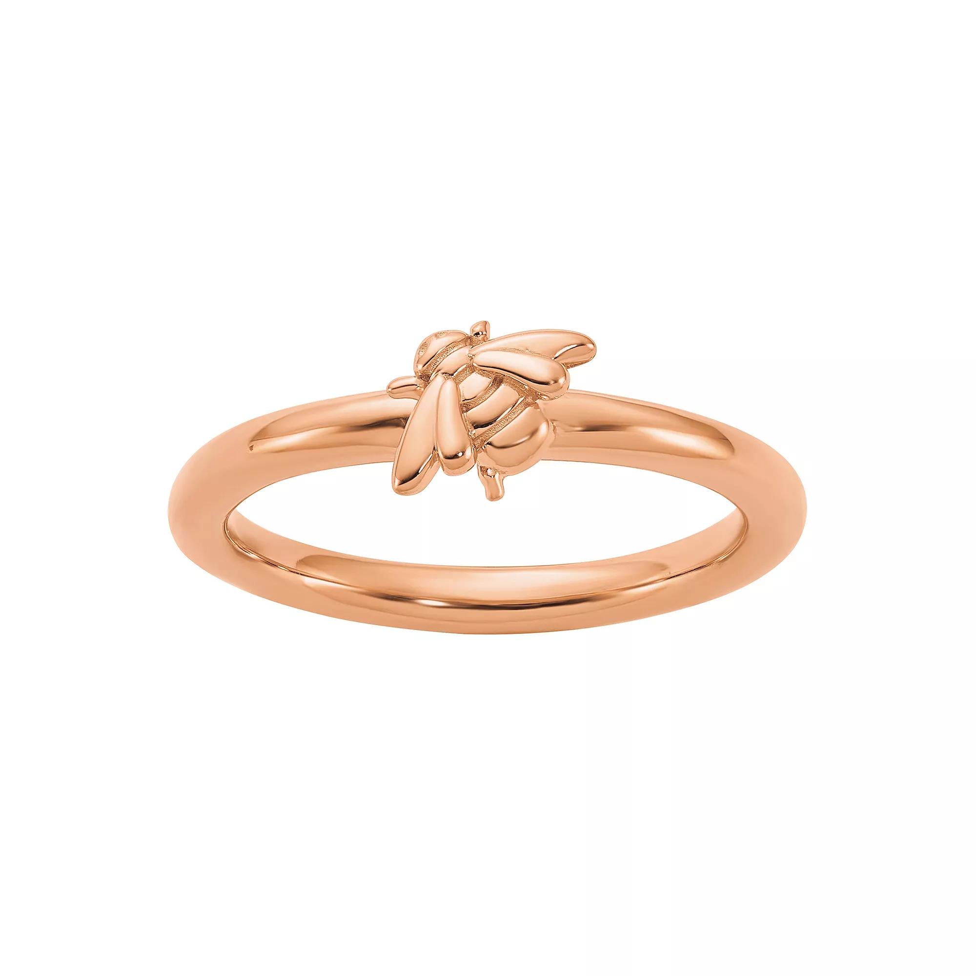 Stacks & Stones Sterling Silver Stackable Gold-Plated Bee Ring, Womens Pink Tone Product Image