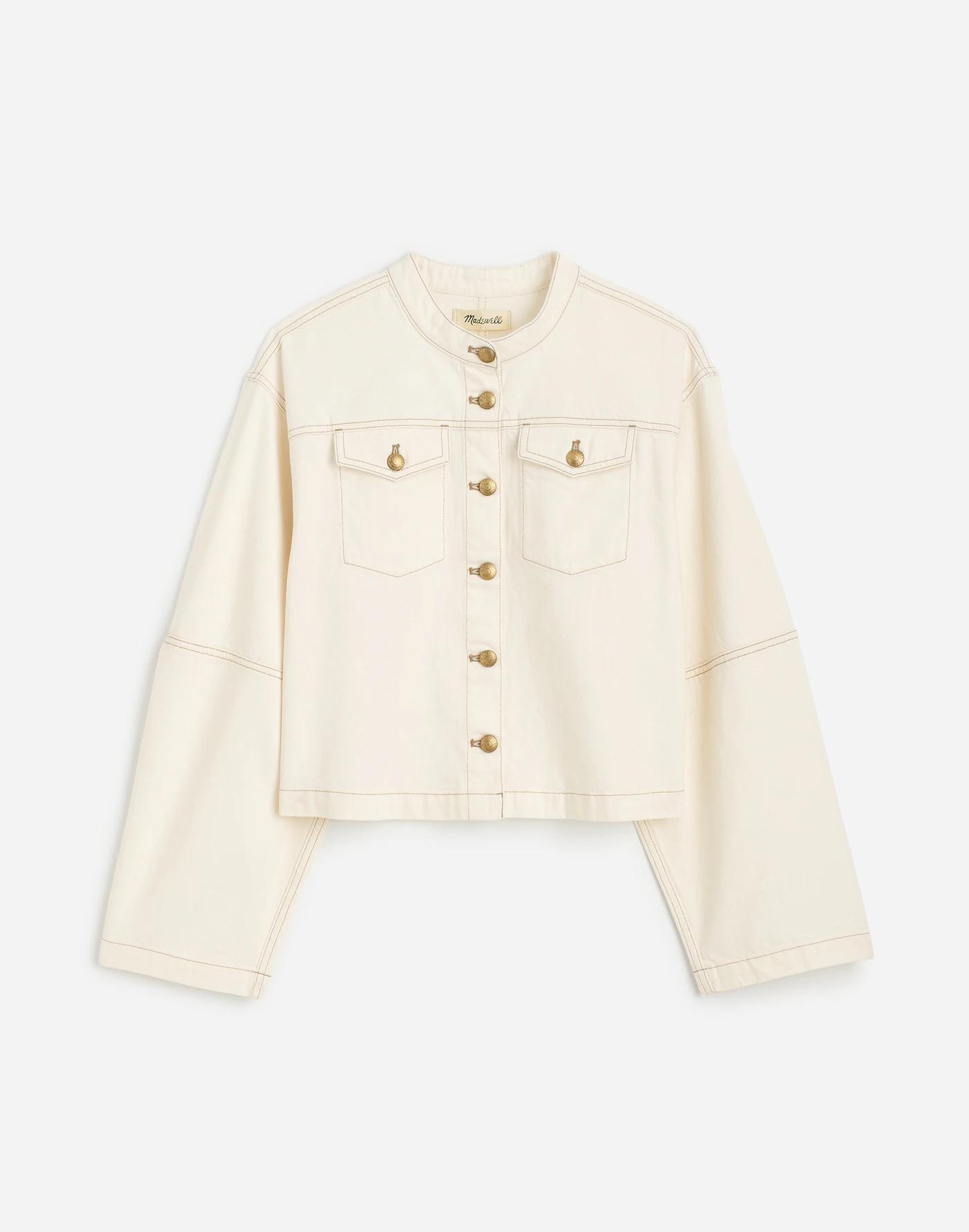 Cocoon-Sleeve Denim Lady Jacket Product Image