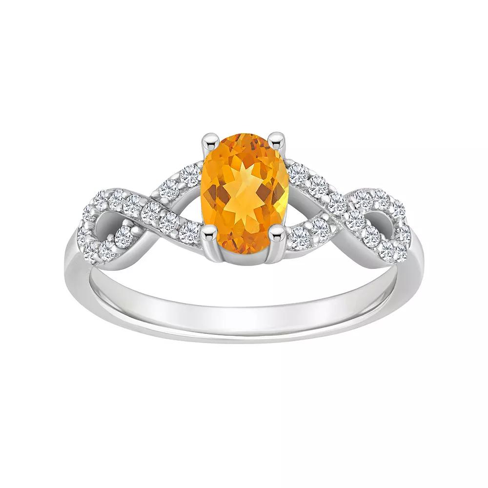 Celebration Gems Sterling Silver Peridot & White Topaz Accent Ring, Women's,  Product Image