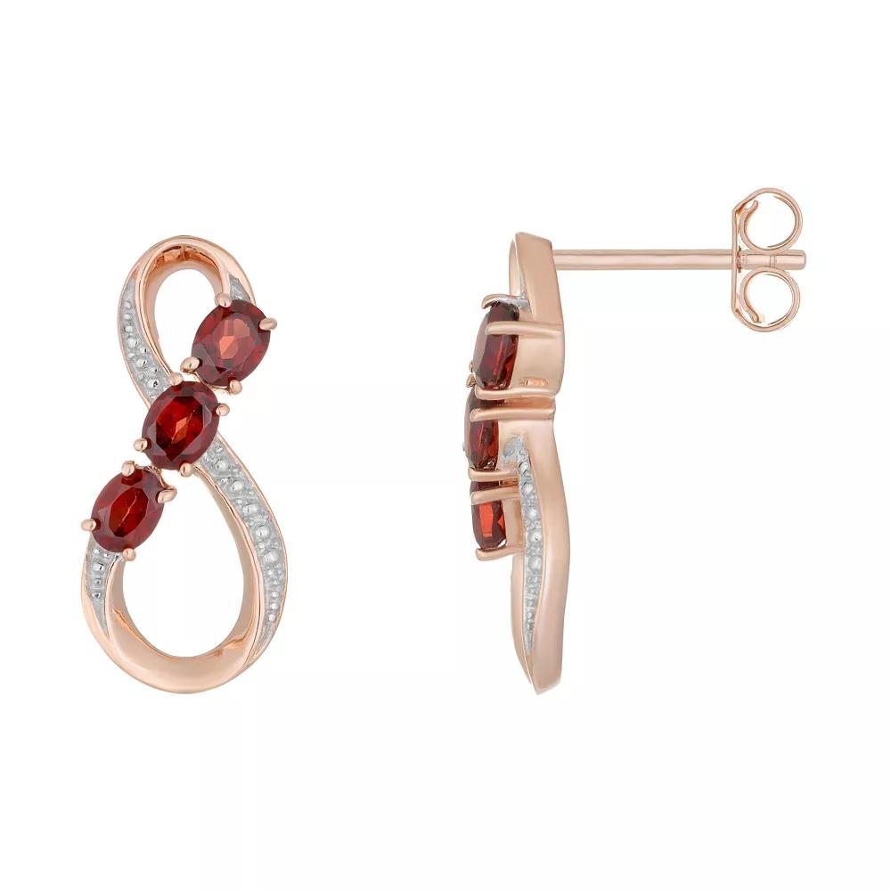 Gemminded 18k Rose Gold Plated Sterling Silver & Garnet Infinity Drop Earrings, Women's, Pink Tone Product Image