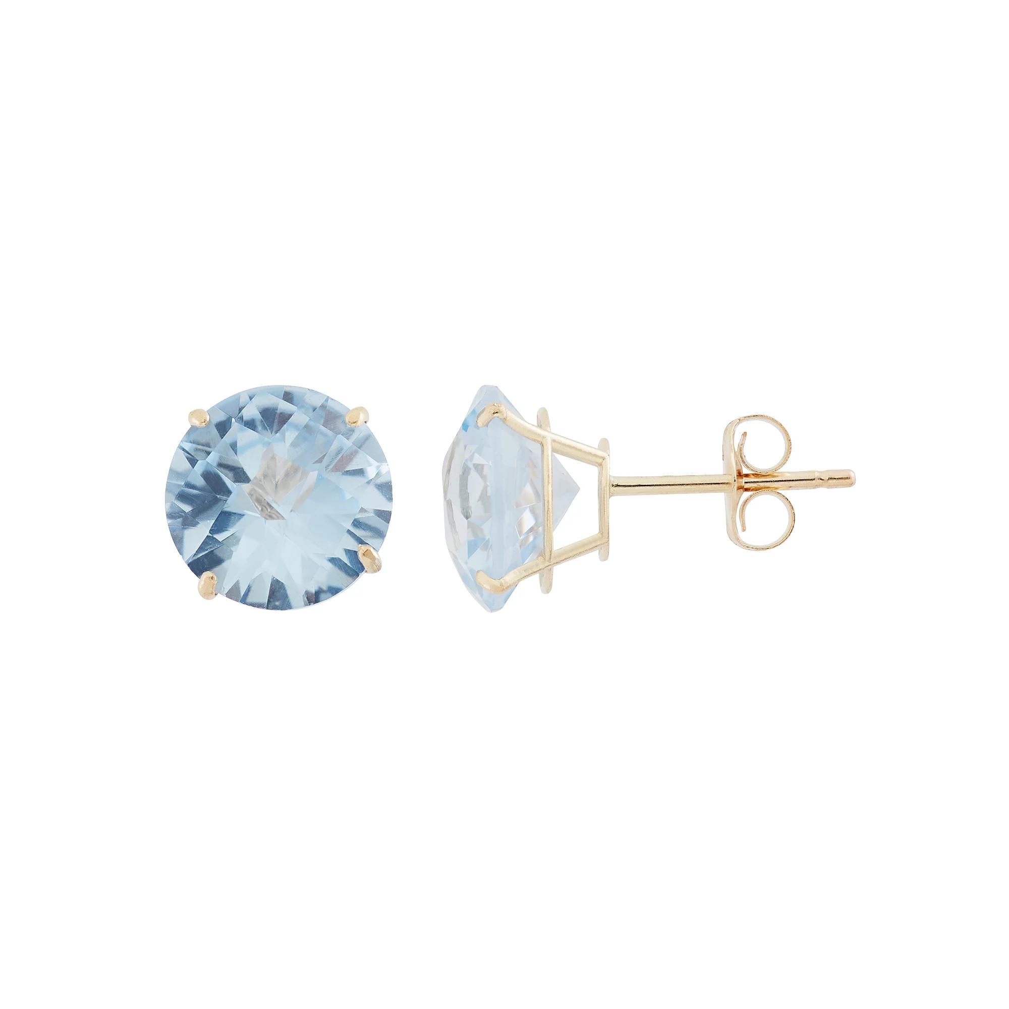 Designs by Gioelli Lab-Created Aquamarine 10k Gold Stud Earrings, Women's, Blue Product Image