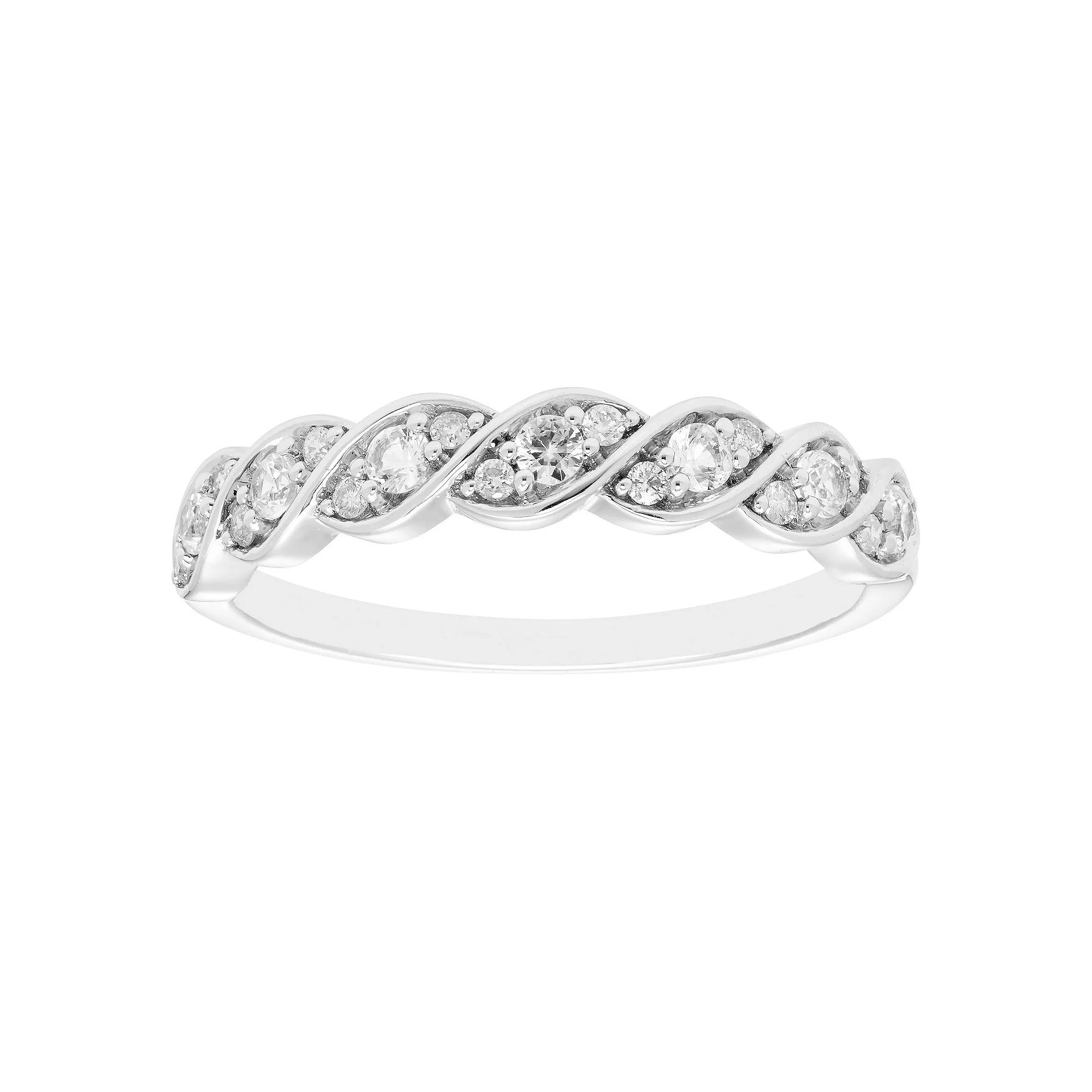 Boston Bay Diamonds Sterling Silver Lab-Created Gemstone & 1/10 Carat T.W. Diamond Twisted Ring, Women's,  Product Image