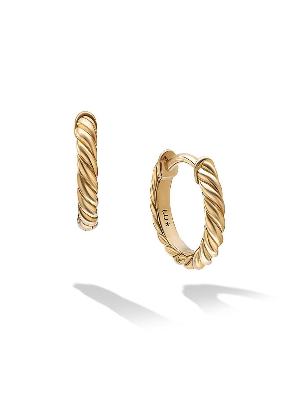 Womens Sculpted Cable Hoop Earrings In 18K Yellow Gold Product Image