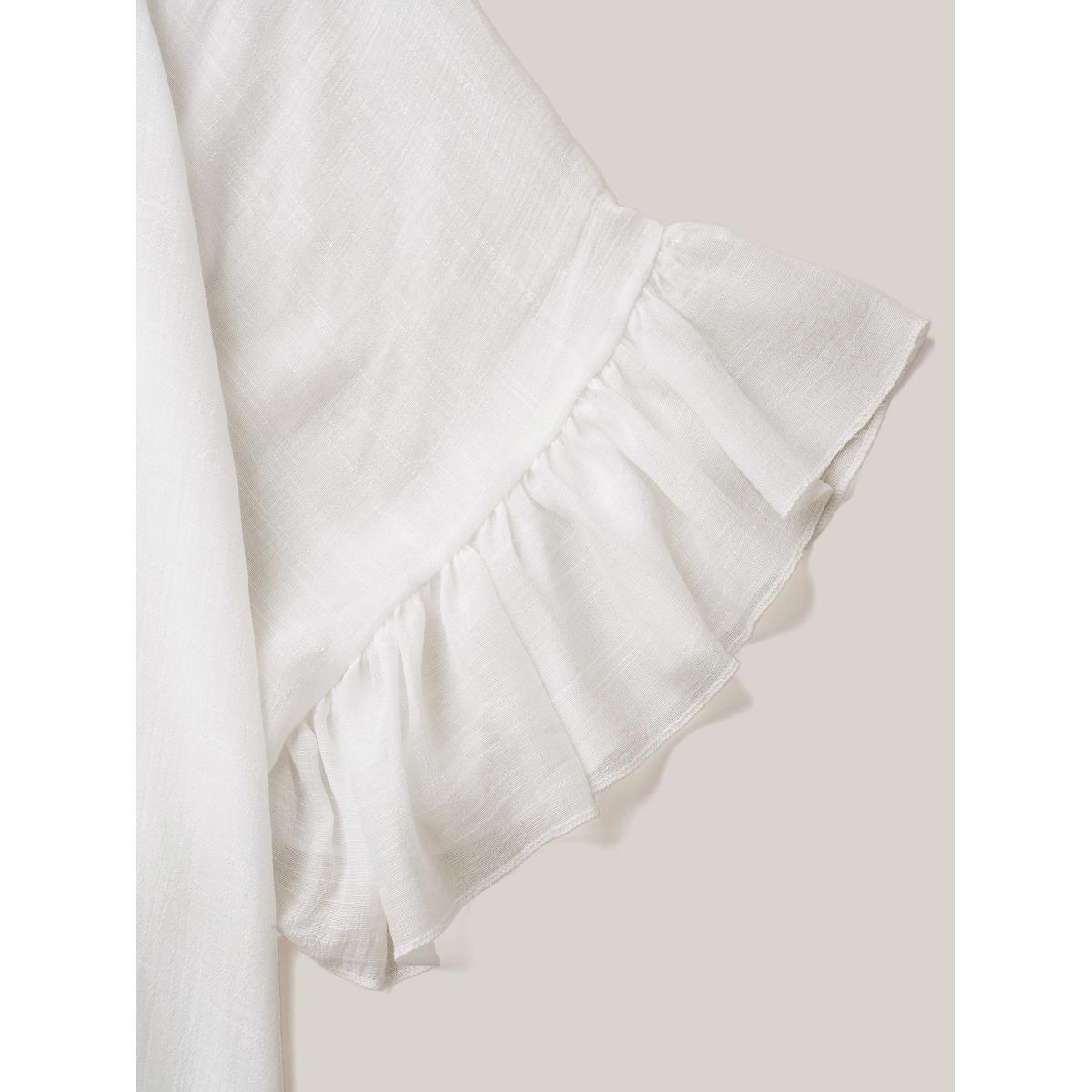 Plus Size Cut-Out Ruffled Sheer Swim Cover-Up Women's Swimwear Ivory Beach Loose Cut-Out Curve Swim Cover Ups BloomChic 26/4X Product Image