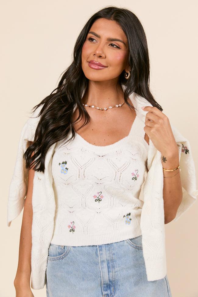 Kaitlyn Flower Embroidered Tank Top Product Image