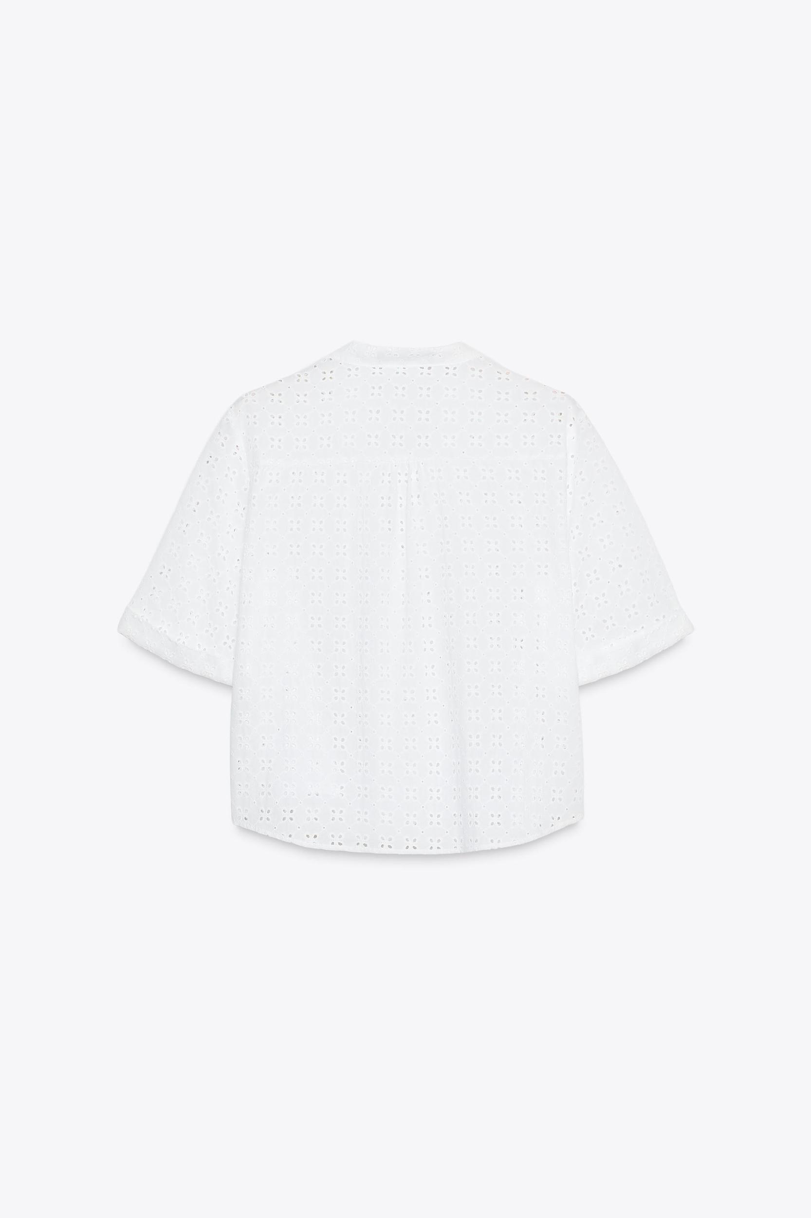 SHORT SLEEVE EYELET EMBROIDERED SHIRT Product Image