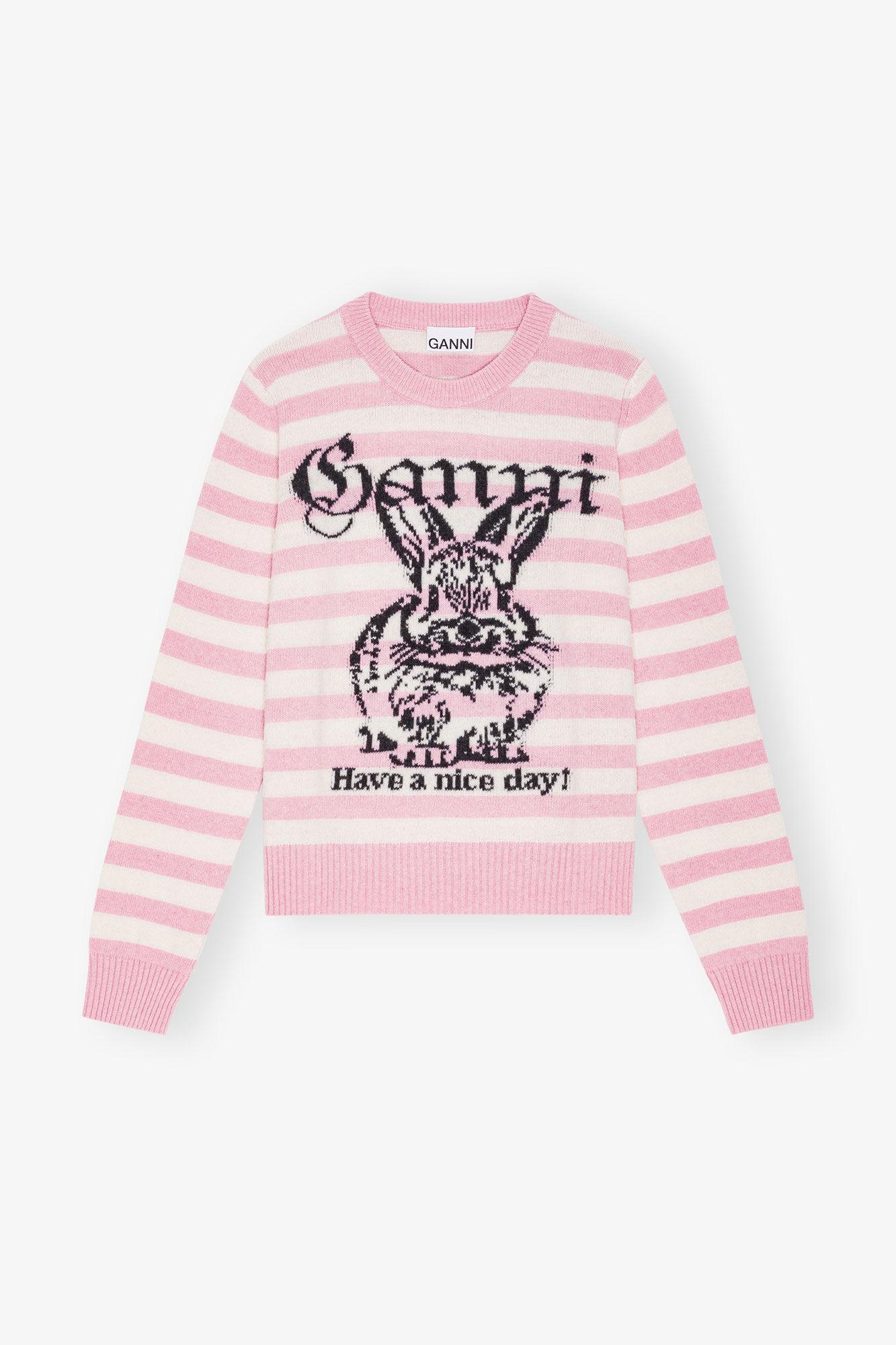 Striped Graphic Wool Bunny Sweater Product Image