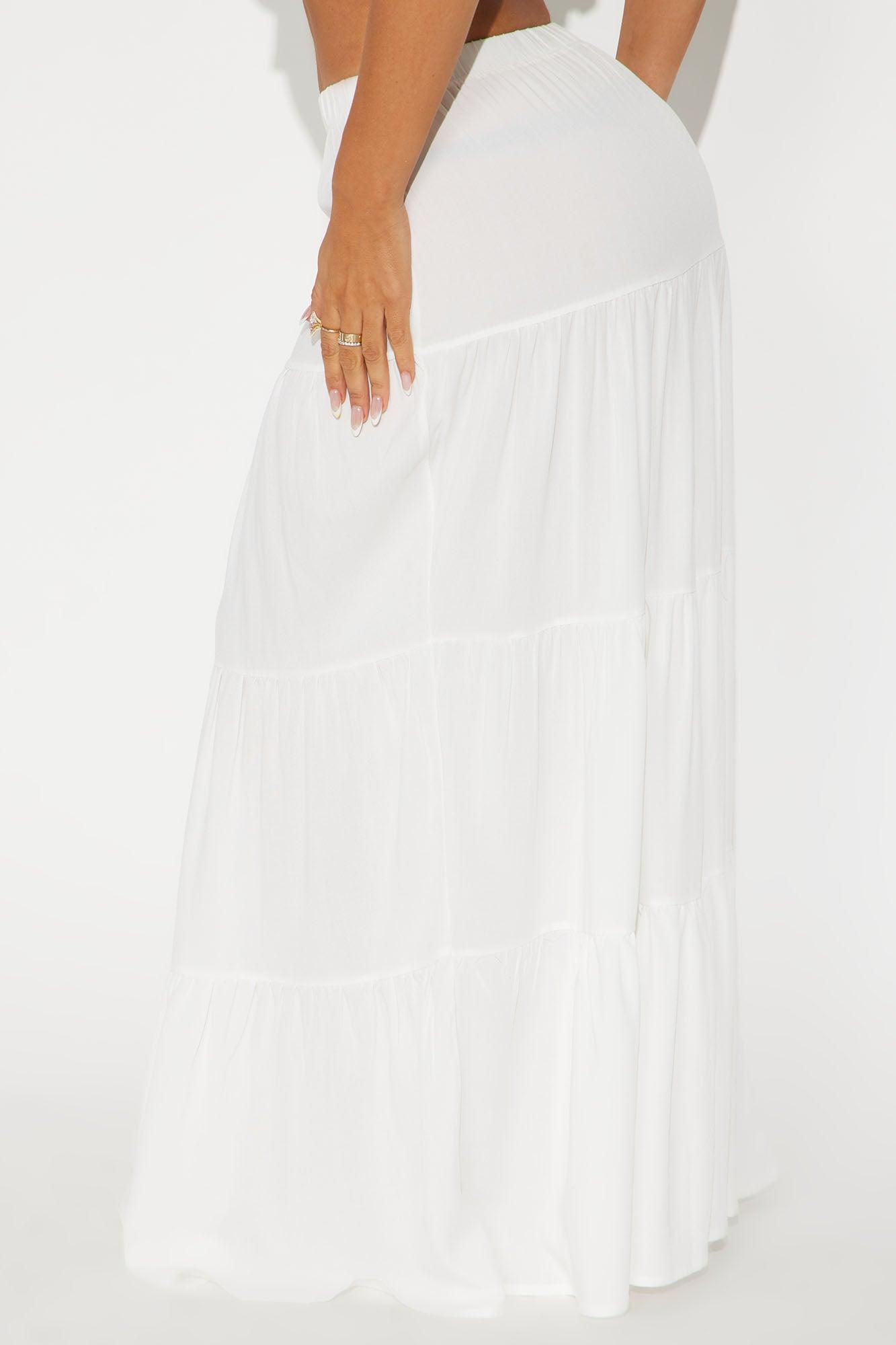 Adriana Tiered Maxi Skirt - White Product Image