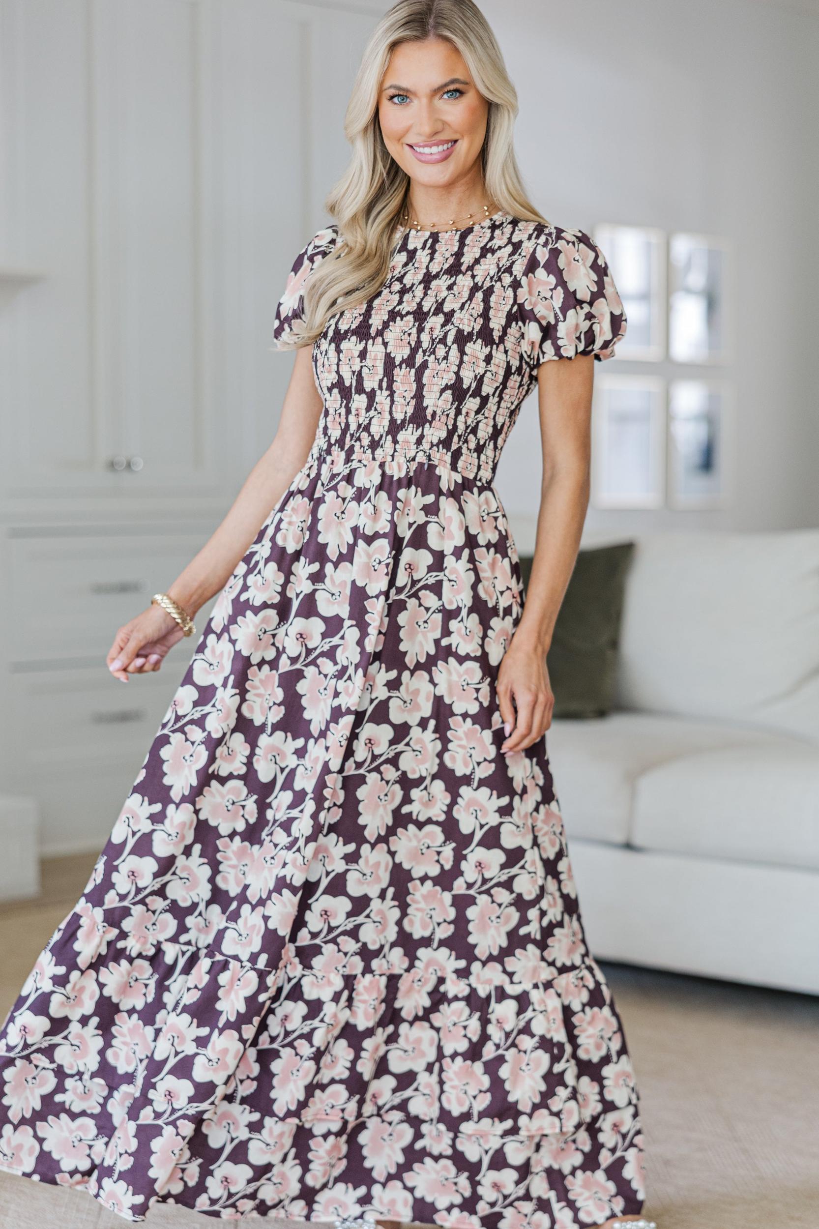 NURSING COLLECTION: Make The Right Choice Burgundy Red Abstract Maxi Dress Female Product Image