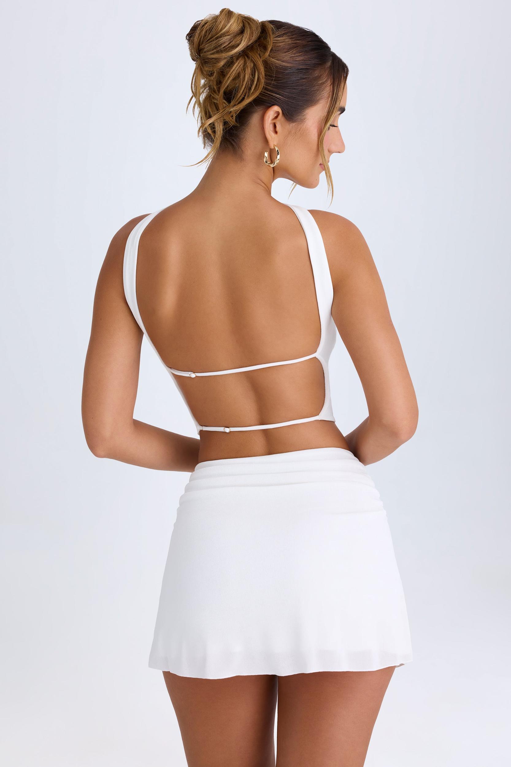 Ruched Mid-Rise Mini Skirt in White Female Product Image