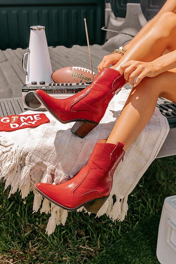 The Jane Faux Leather Cowboy Boot in Crimson Product Image