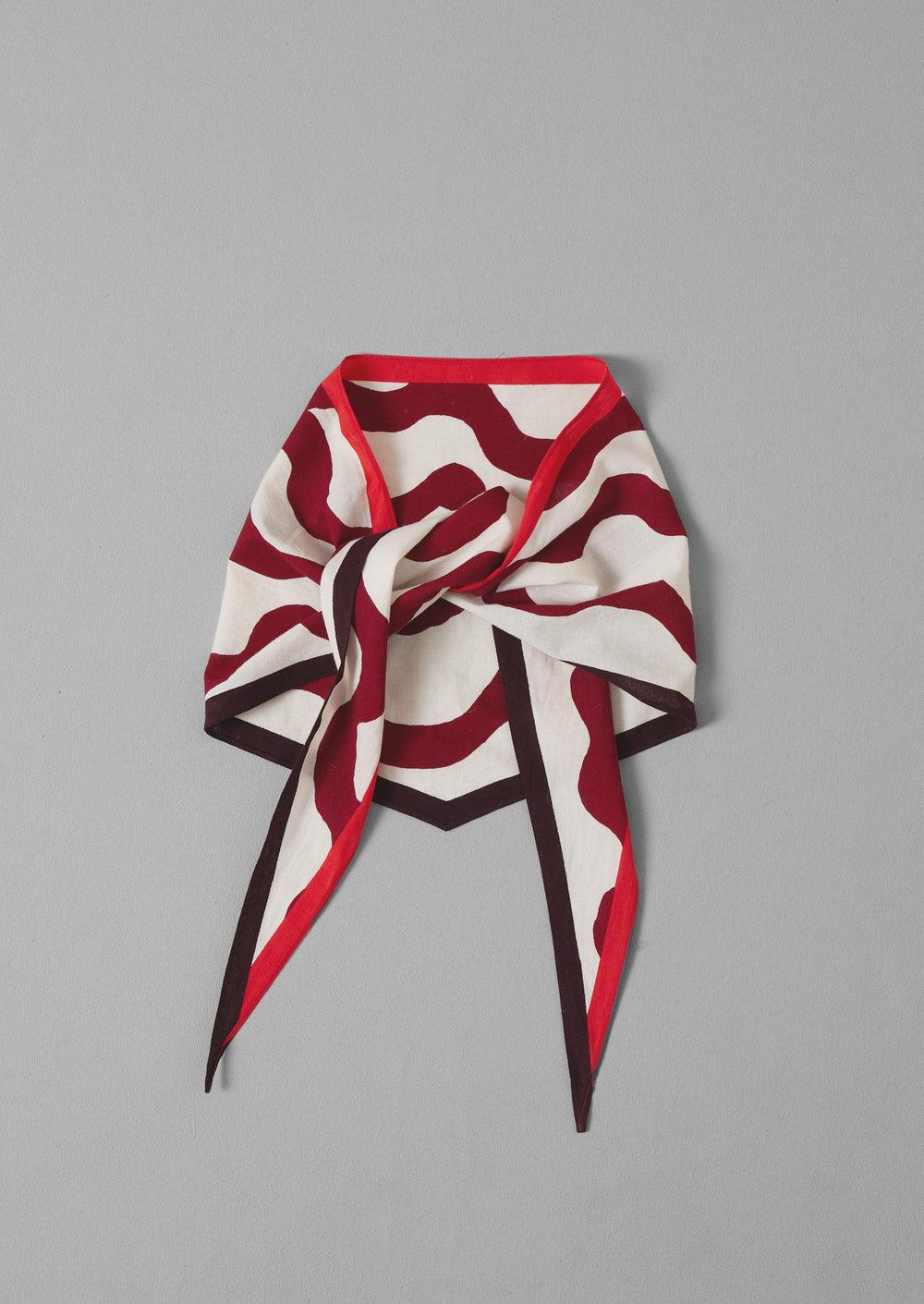 Ribbon Print Cotton Bandana | Garnet Product Image