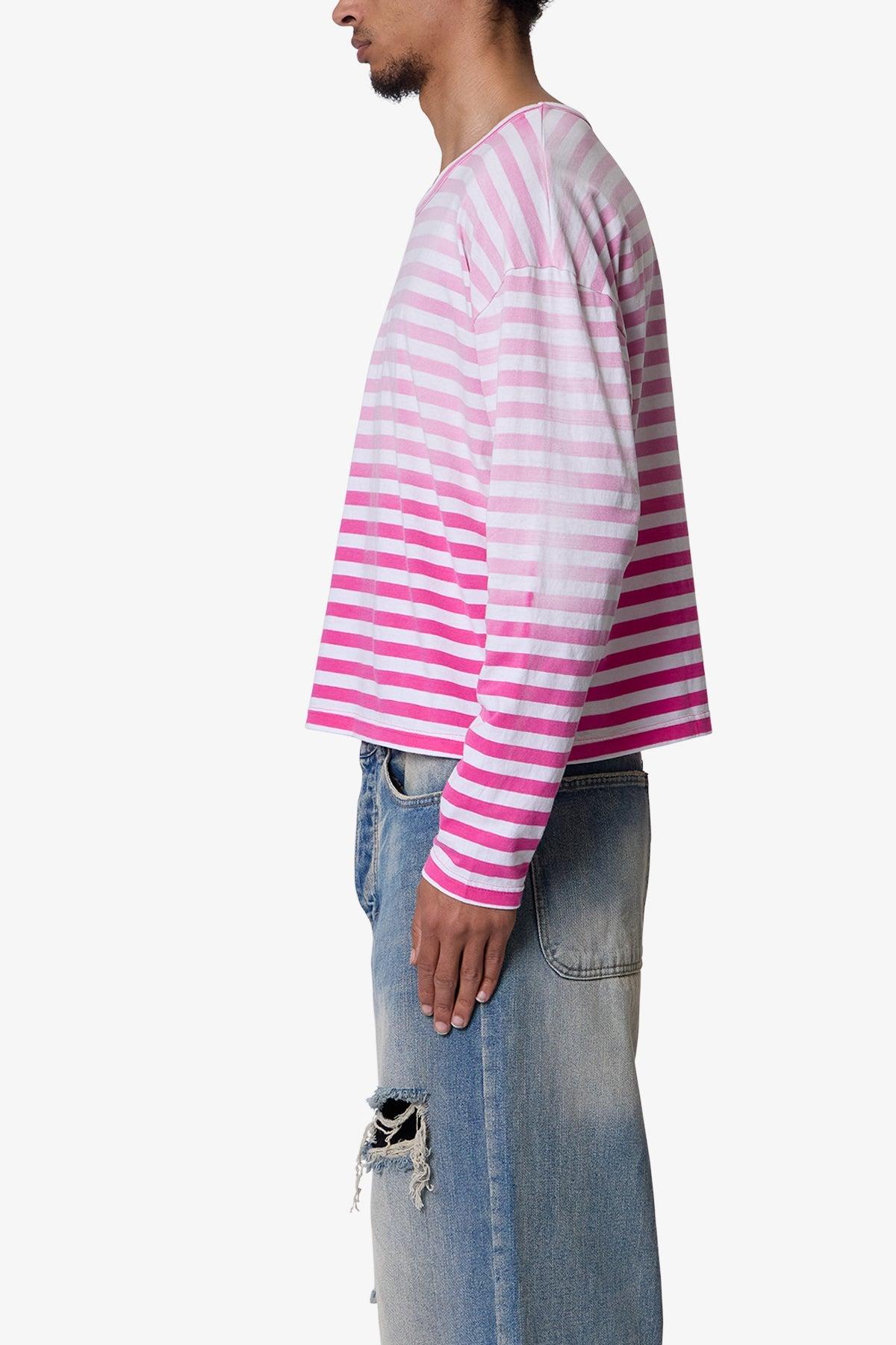 Faded Stripe L/S Tee - Pink/White Product Image