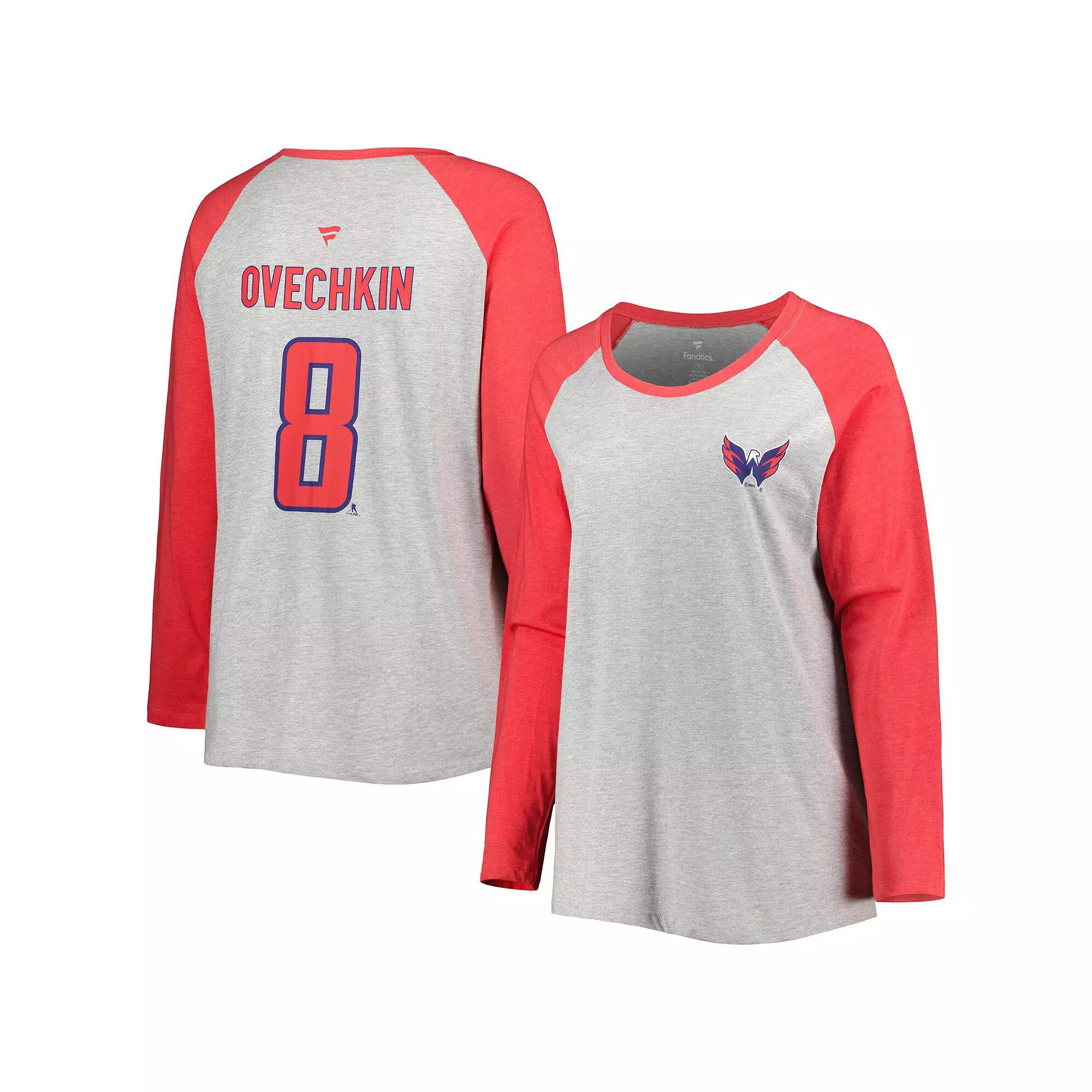 Women's Fanatics Branded Alexander Ovechkin Heather Gray/Heather Red Washington Capitals Plus  Product Image