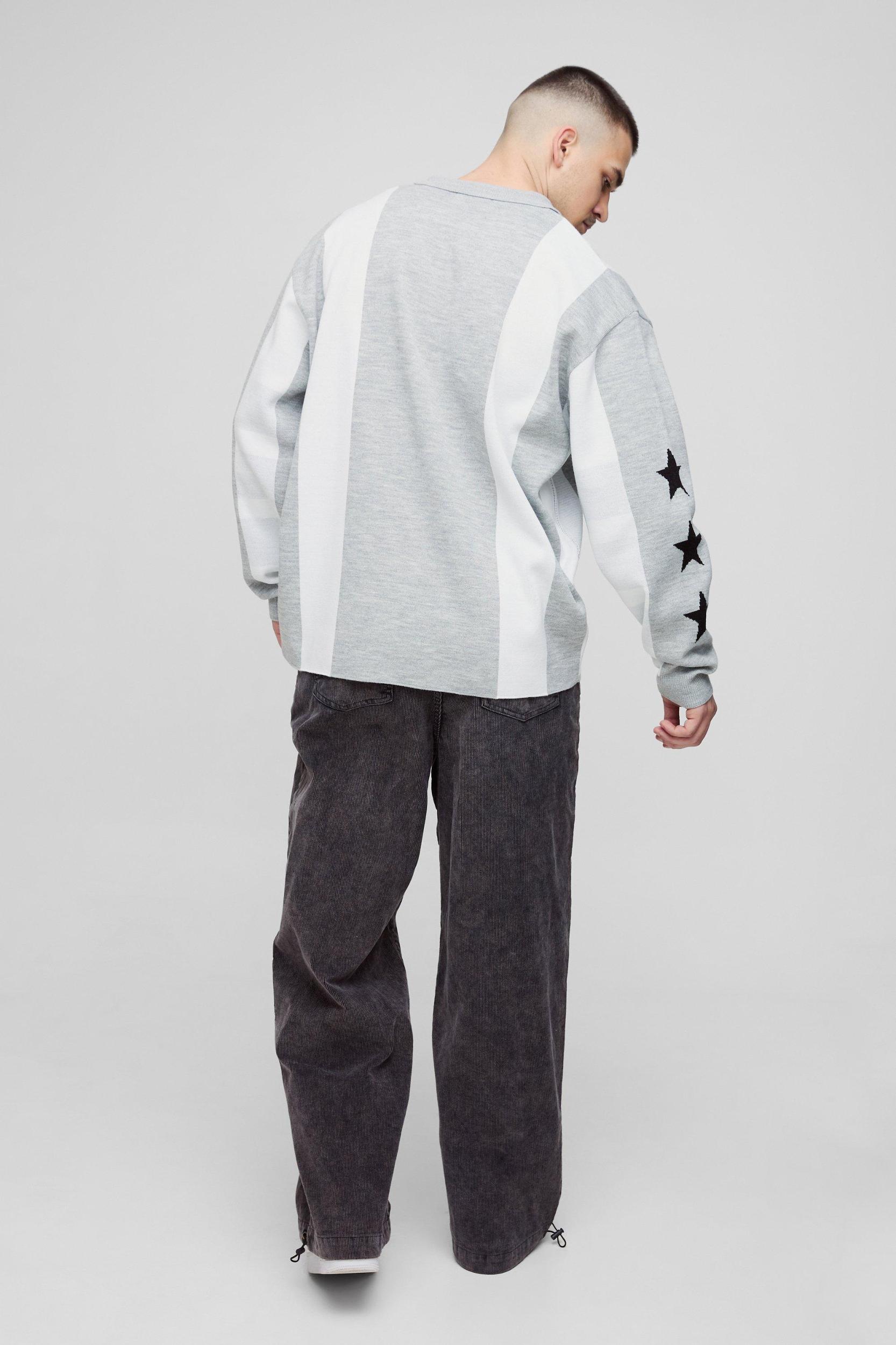 Tall Oversized Football Knitted Top | boohooMAN USA Product Image