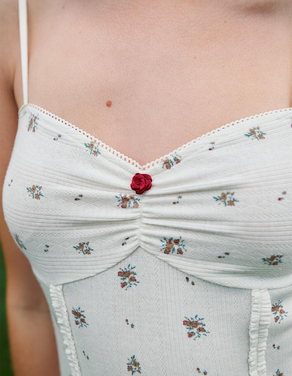 FULL TILT Floral Knit Womens Babydoll Dress - NATURAL Product Image