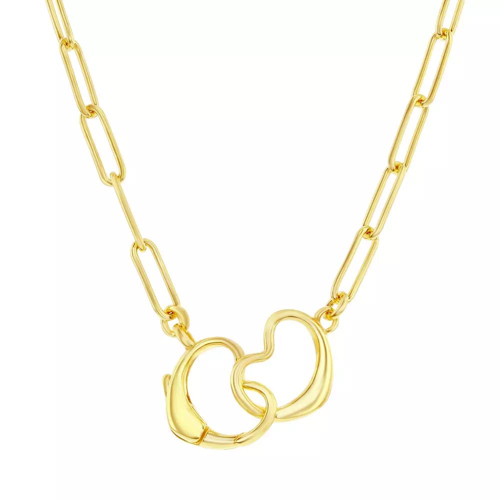 Argento Bella Sterling Silver Paperclip Heart Clasp Necklace, Women's, Size: 17", Gold Tone Product Image