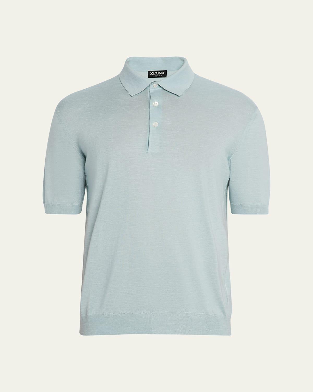 Men's Silk, Cashmere, and Linen Short-Sleeve Polo Sweater Product Image