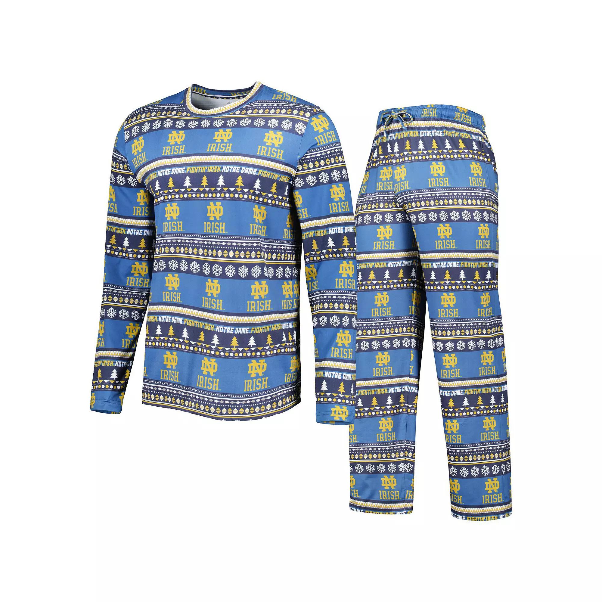 Men's Concepts Sport Navy Notre Dame Fighting Irish Ugly Sweater Knit Long Sleeve Top and Pant Set, Size: Medium, Blue Product Image