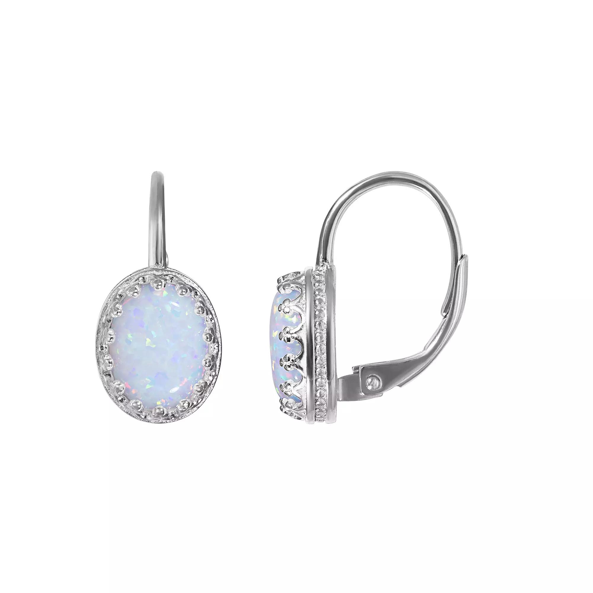 Designs by Gioelli Sterling Silver Gemstone Leverback Earrings, Women's, Cr White Product Image