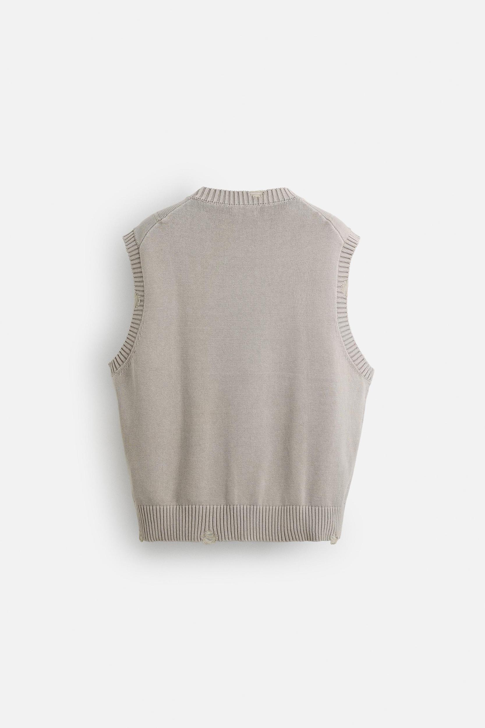DISTRESSED KNIT VEST Product Image
