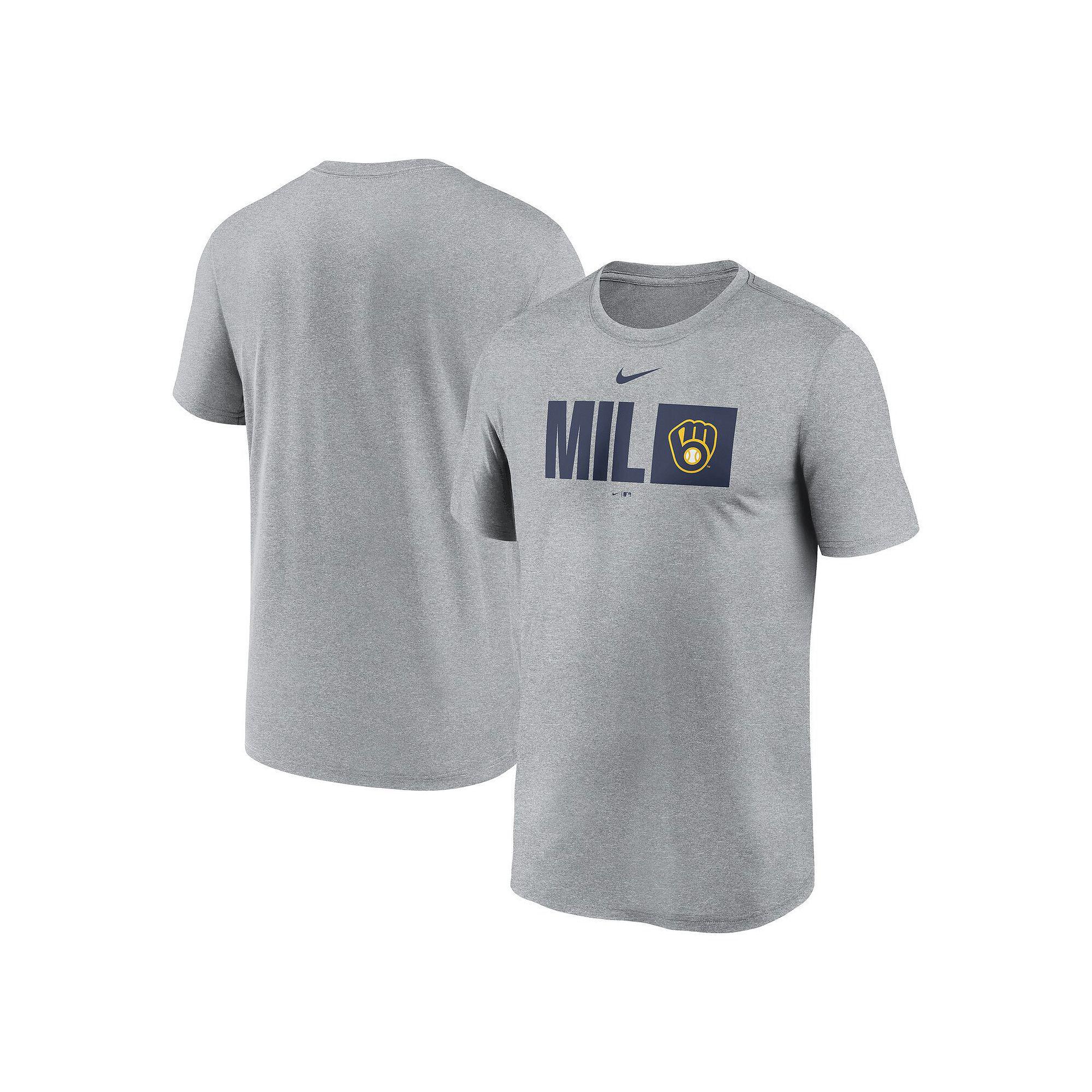 Men's Nike Heather Gray Milwaukee Brewers Tricode Legend T-Shirt,  Product Image