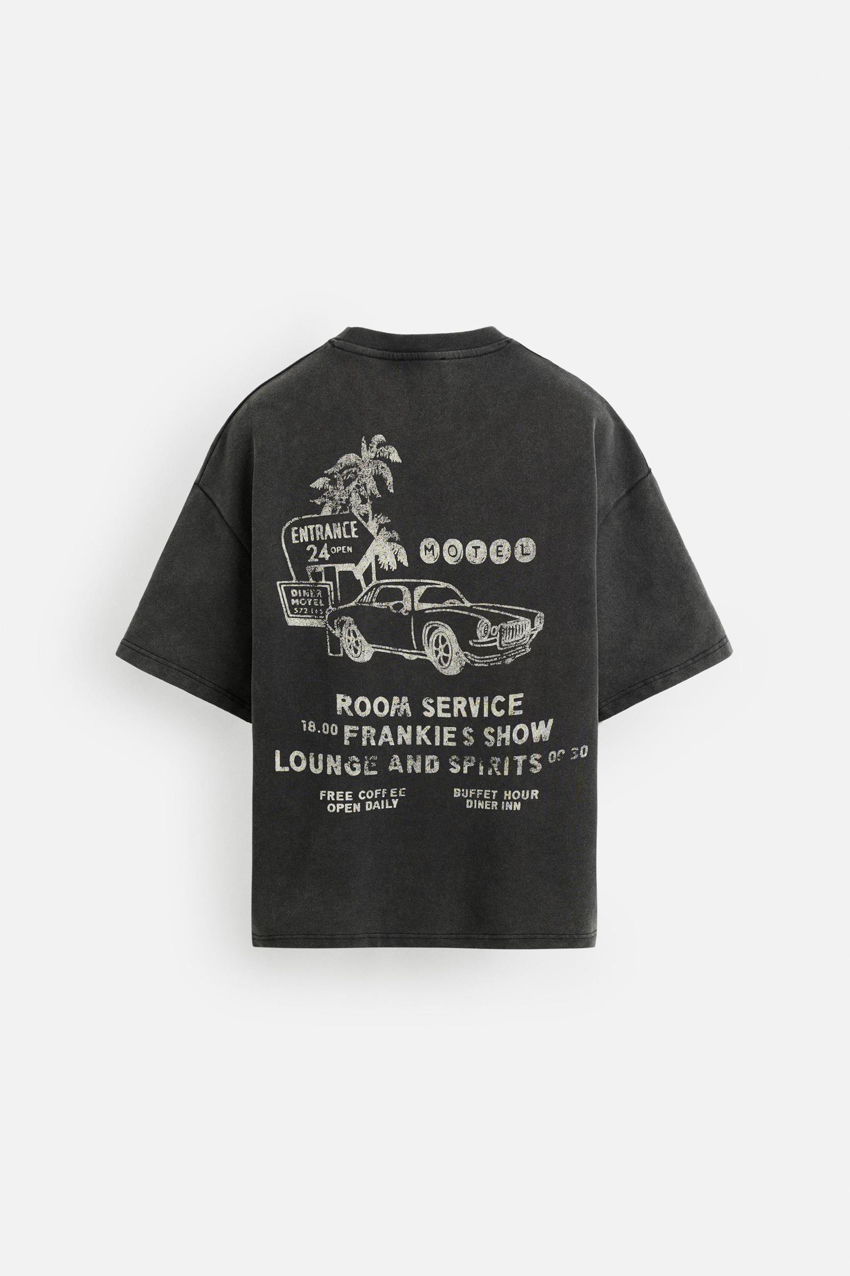 WASHED SWEATSHIRT WITH GRAPHIC PRINTS Product Image