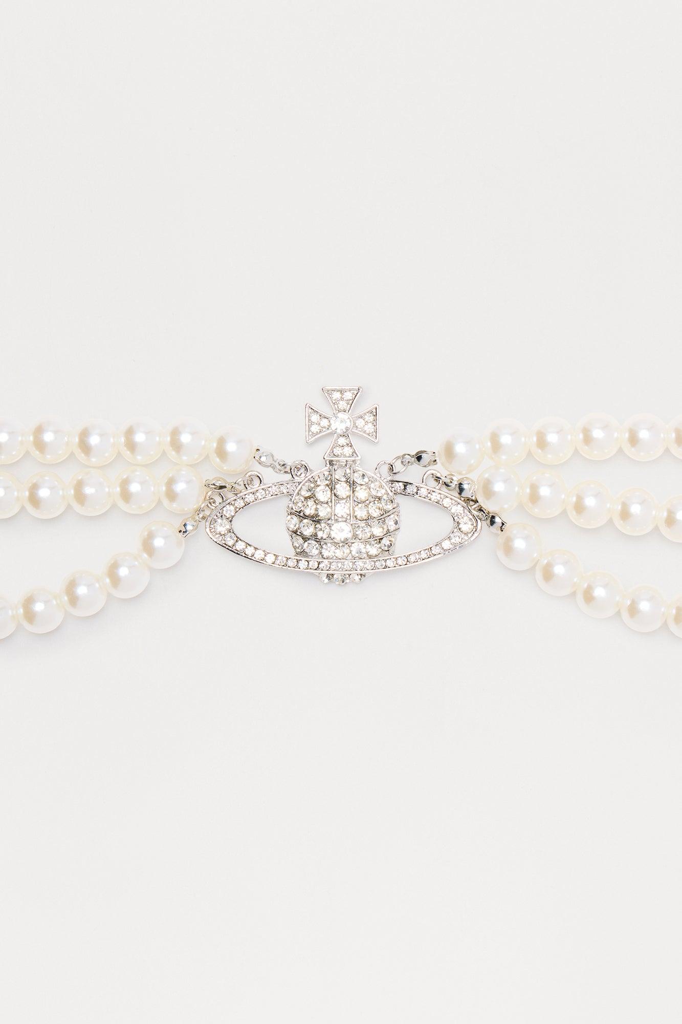 Starship Pearl Beaded Statement Choker Necklace - Silver Product Image