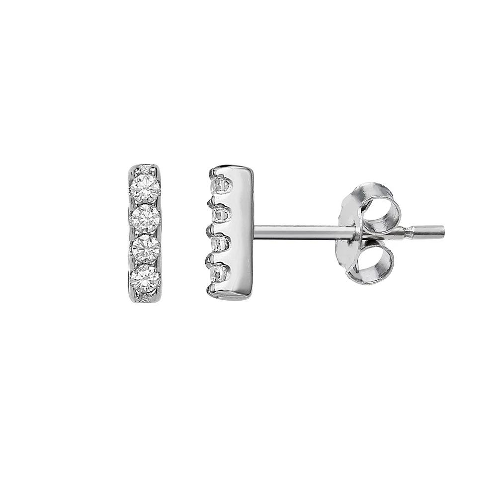 PRIMROSE Sterling Silver Pave Cubic Zirconia Bar Stud Earrings, Women's Product Image