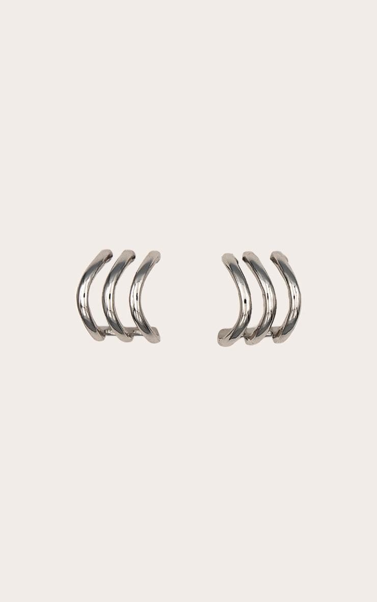 Silver Ridge Wave Hoop Earrings Product Image