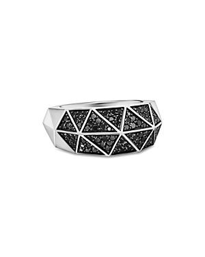 Mens Torqued Faceted Signet Ring in Sterling Silver Product Image