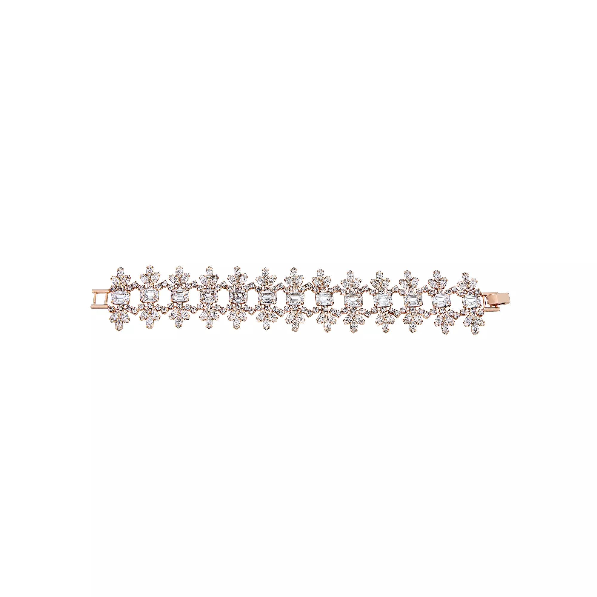 Vieste Simulated Crystal Open Lace Bracelet, Women's, Rose Gold Tone Product Image
