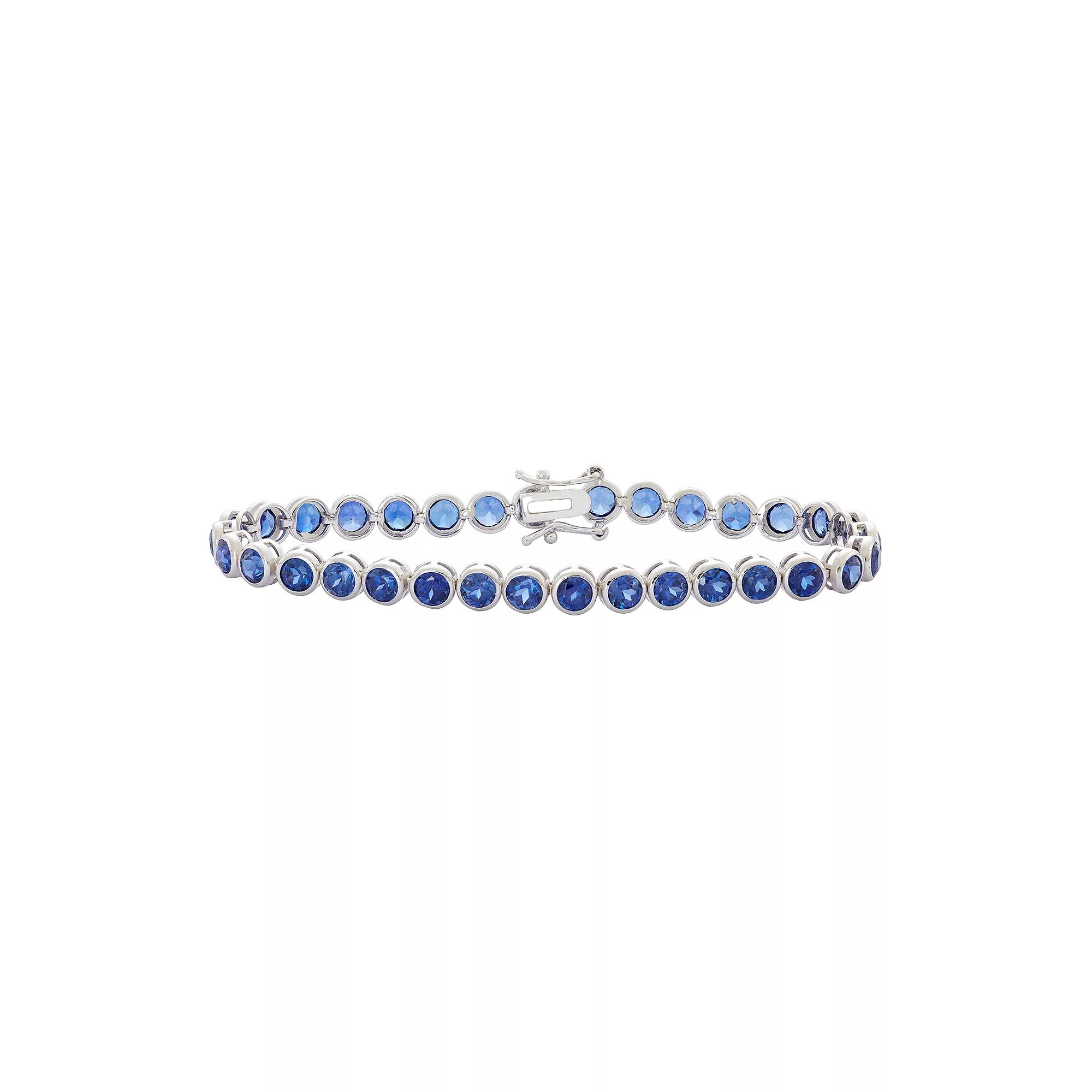 Designs by Gioelli Sterling Silver Lab-Created Sapphire Tennis Bracelet, Women's,  Product Image