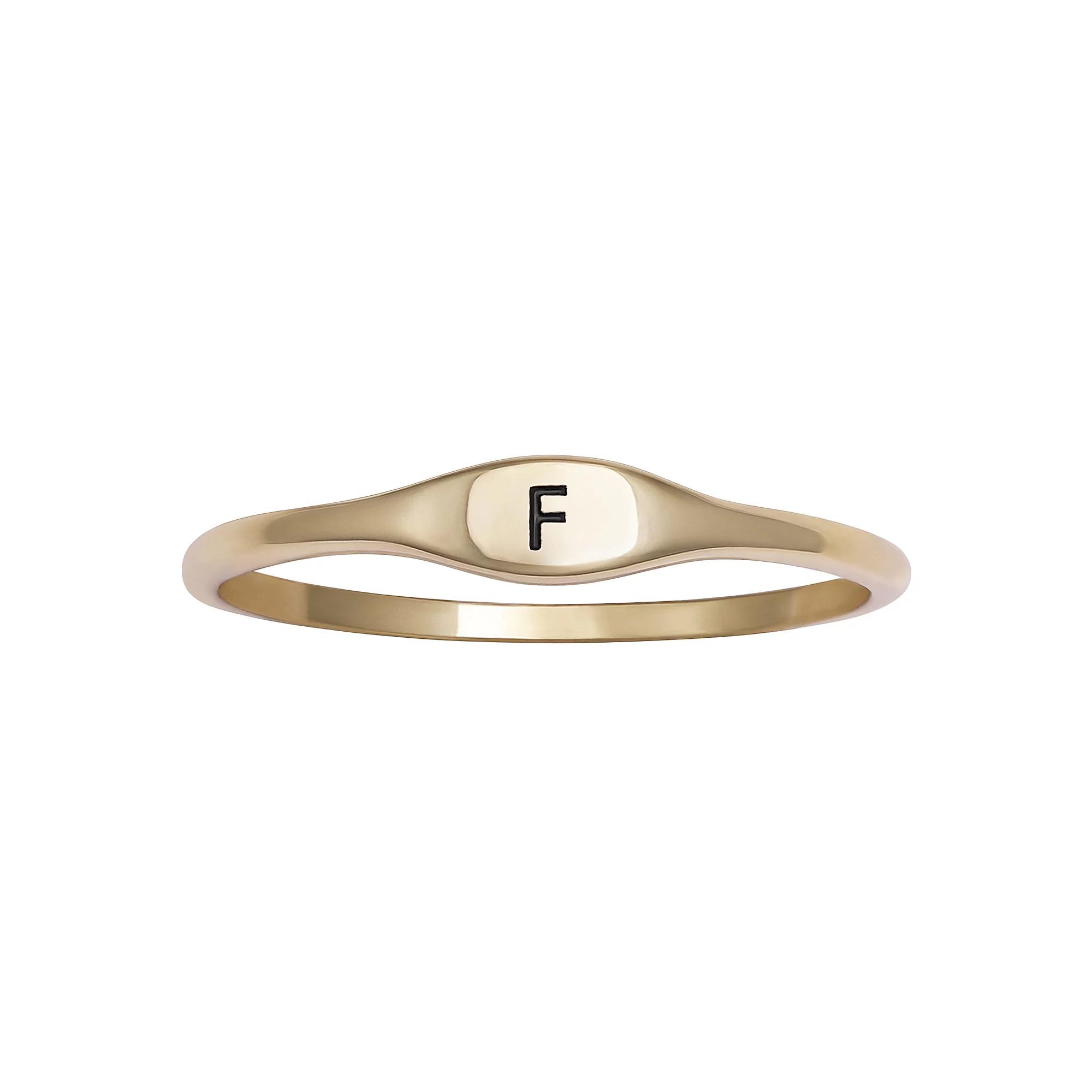PRIMROSE Polished Oval Oxidized Initial Ring, Womens Gold Tone L Product Image
