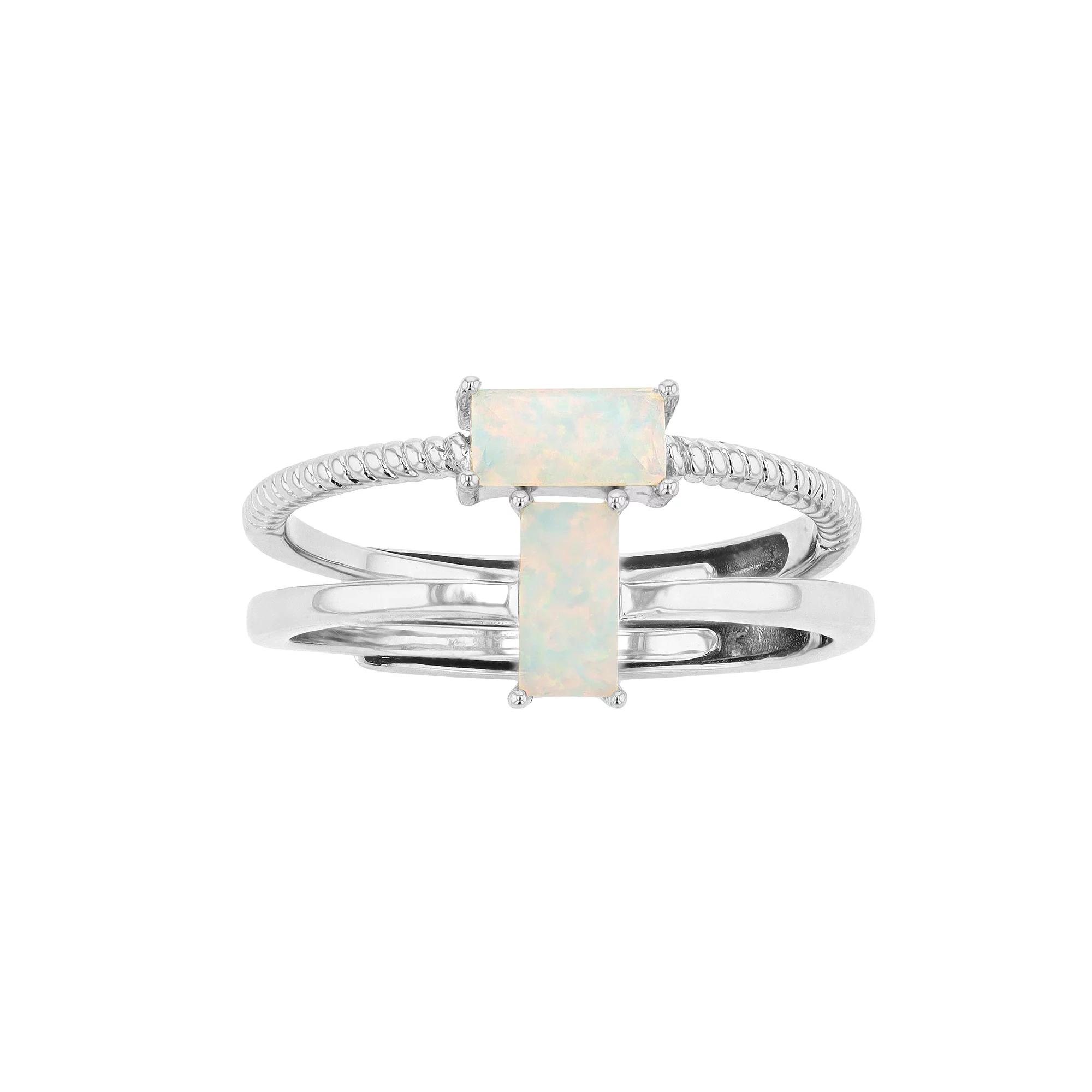 City Luxe Birthstone Simulated Gemstone Duo Ring Set, Women's, Silver Tone October Product Image