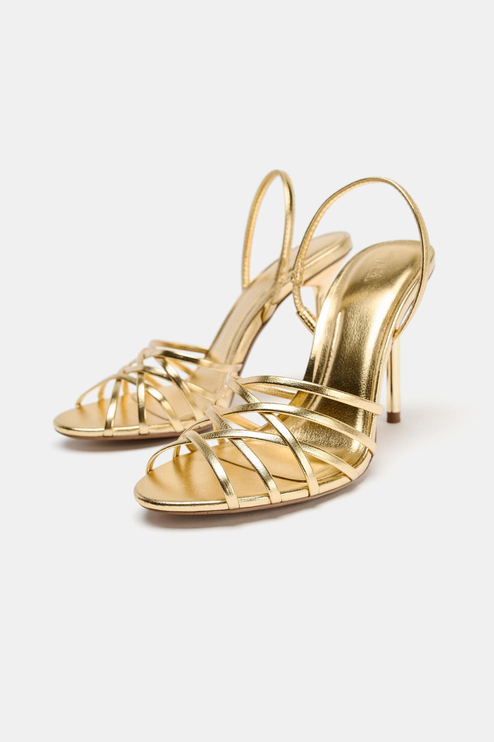METALLIC EFFECT HEELED SANDALS Product Image