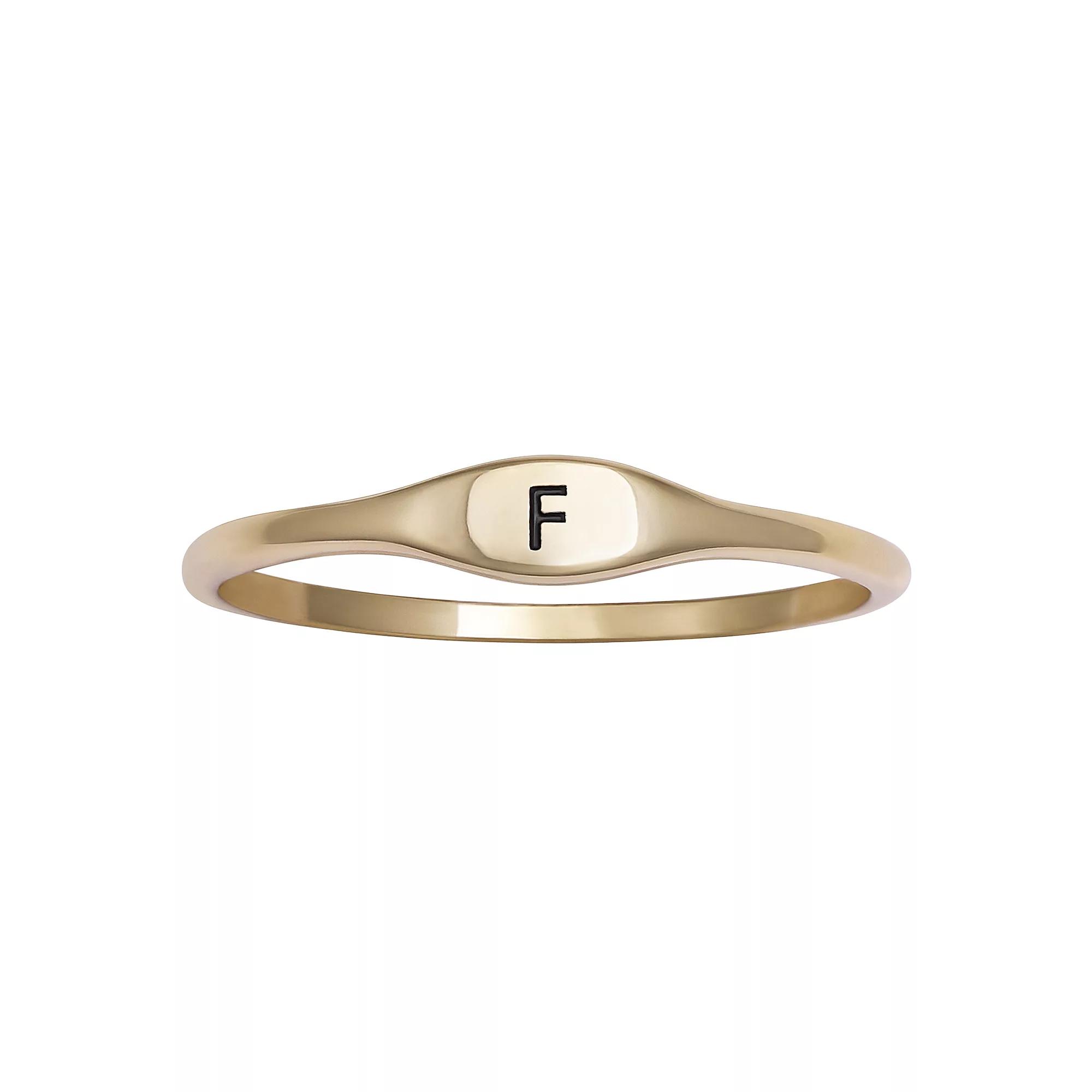 PRIMROSE Polished Oval Oxidized Initial Ring, Womens Gold Tone L Product Image