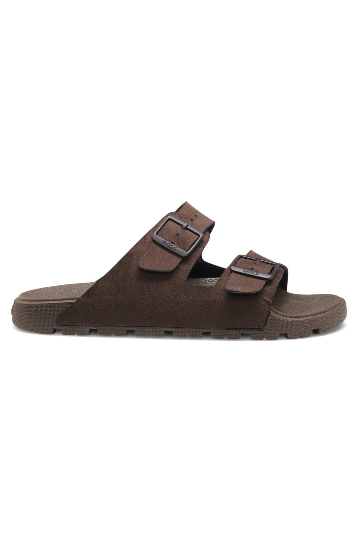 Two-strap slides with branded buckles Product Image
