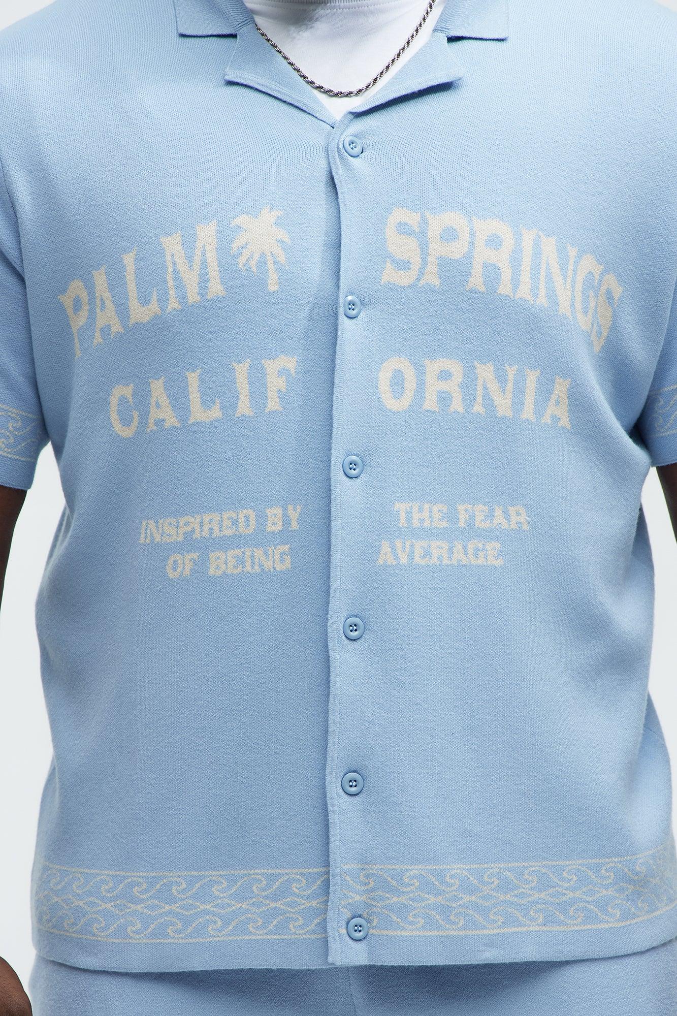 Palm Springs Short Sleeve Knitted Cuban Shirt - Blue/combo Product Image