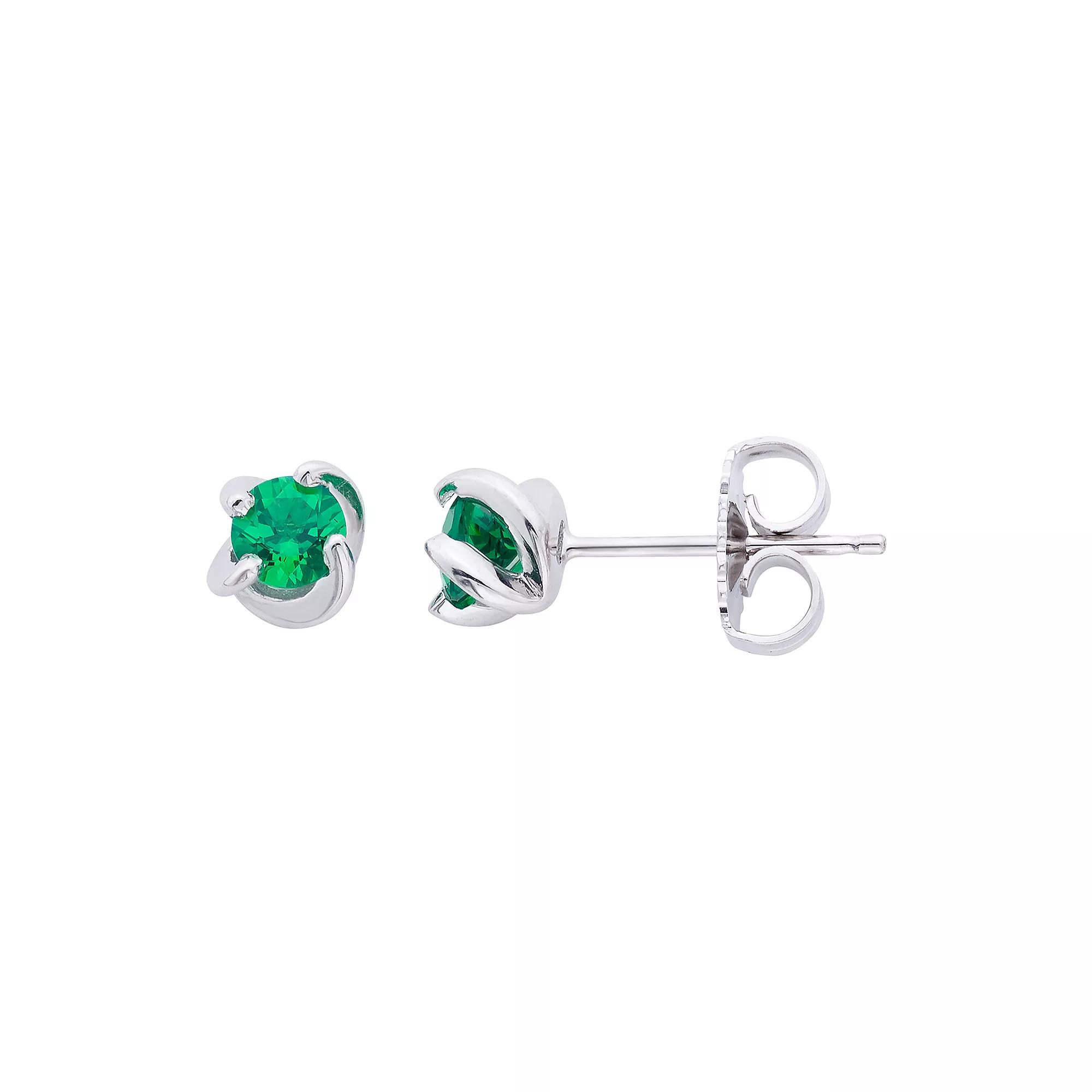 Boston Bay Diamonds Sterling Silver Birthstone Swirl Earrings, Women's, Peridot Product Image