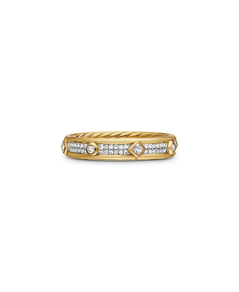 David Yurman 18K Yellow Gold Modern Renaissance Ring with Full Pave Diamonds Product Image