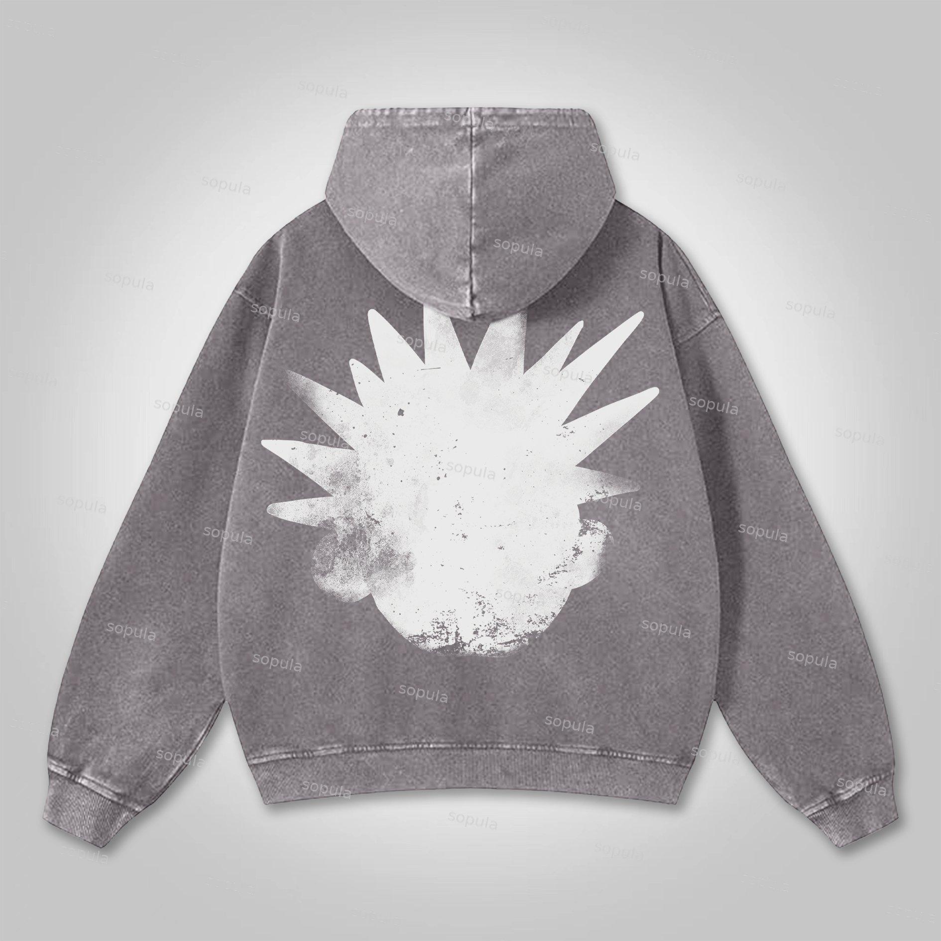 Sopula The Brain Explodes Print Graphic Washed Hoodie Product Image