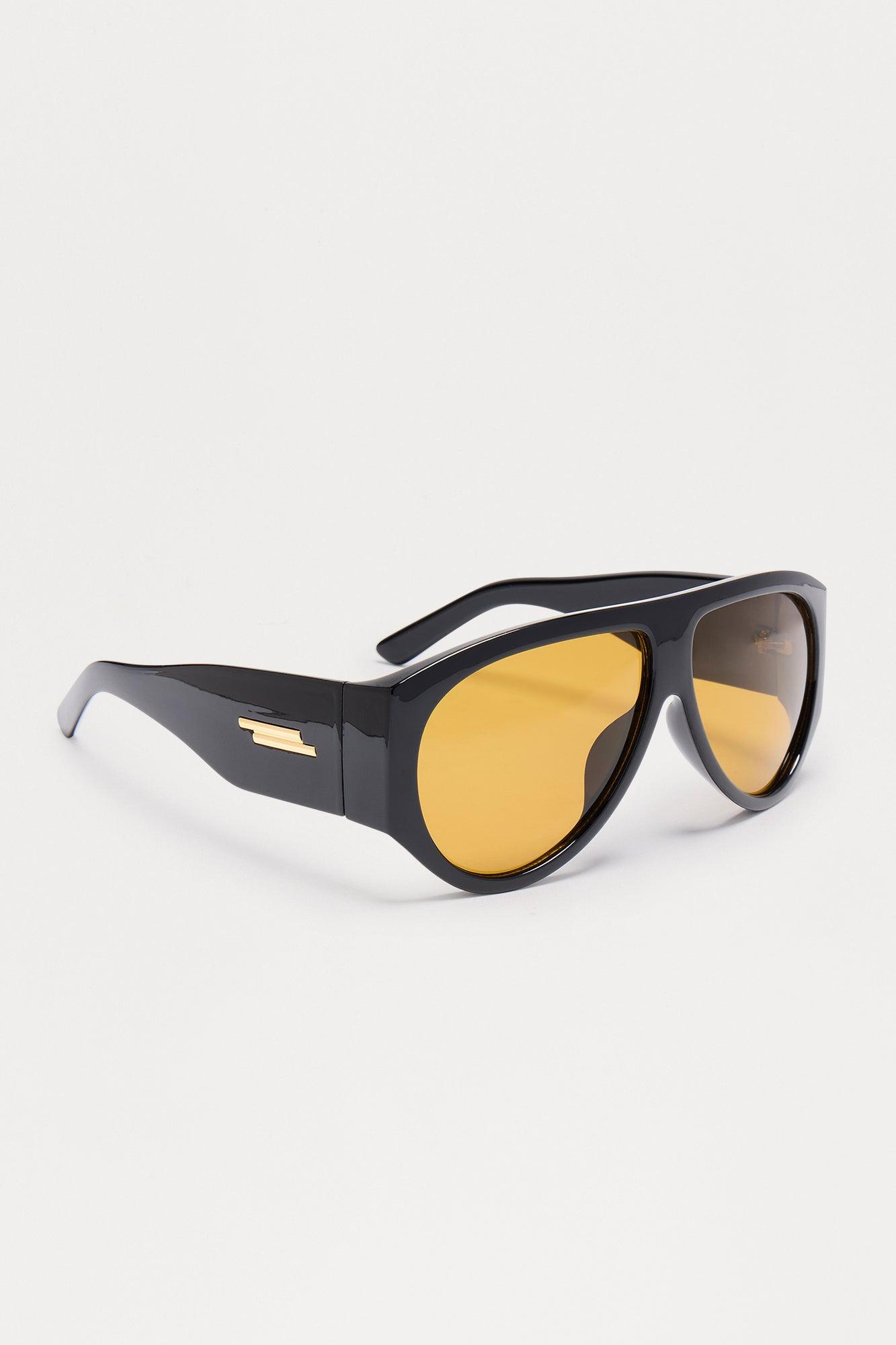 Fashion Forward Shield Sunglasses - Black/Yellow Product Image