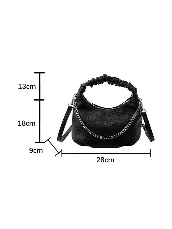 Chains Pleated Solid Color Zipper Crossbody Bags Handbags Product Image