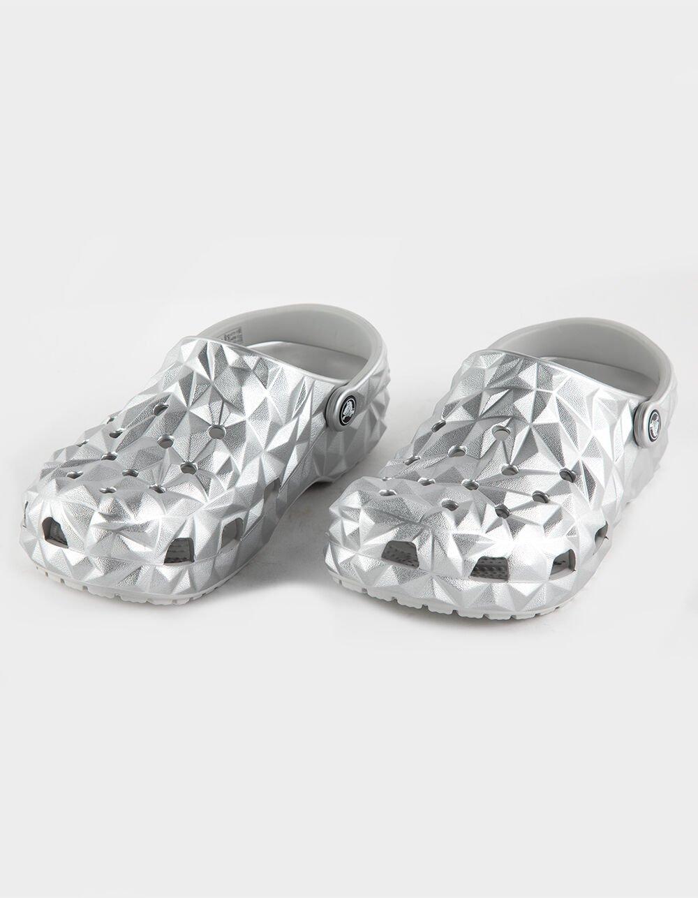 CROCS Geometric Metallic Womens Clogs - SILVER Product Image